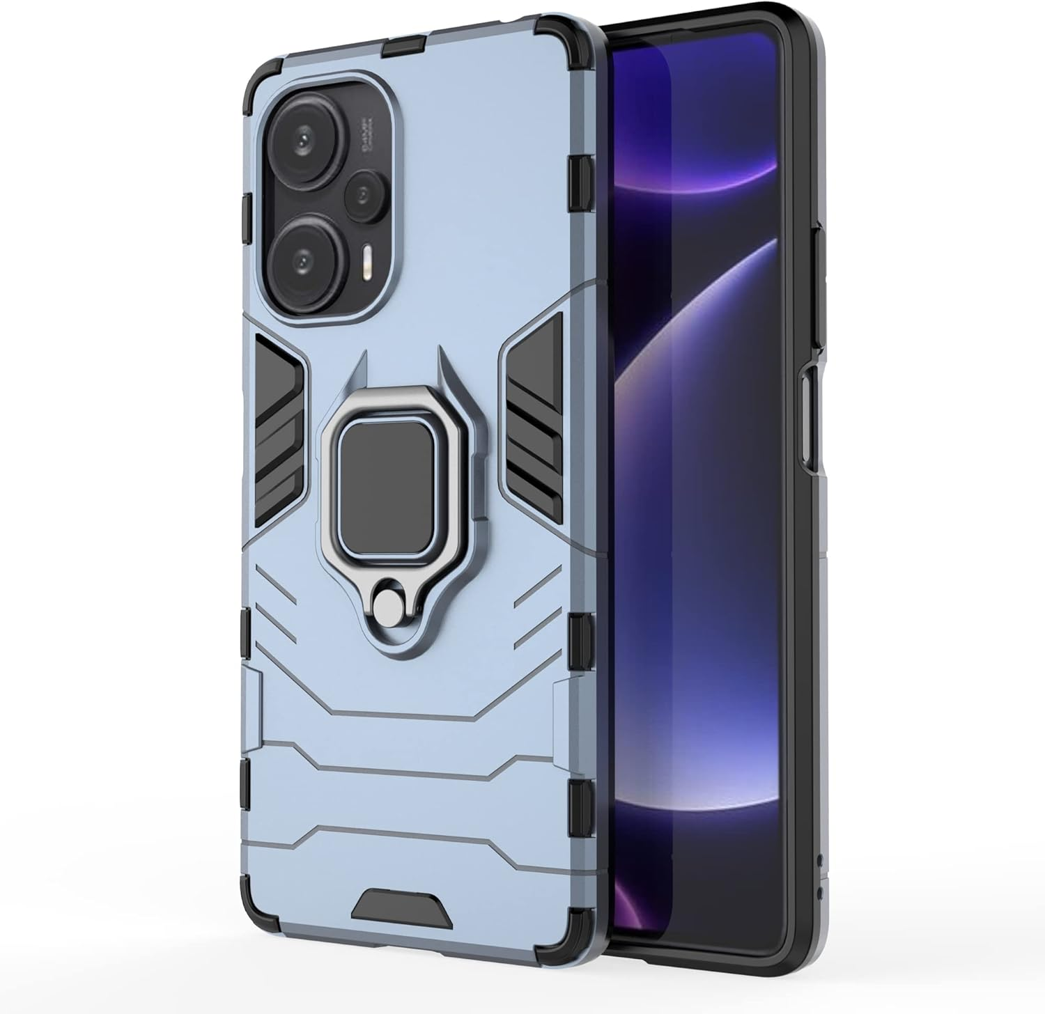 ESTH&reg; Compatible with Xiaomi Poco F5/Redmi Note 12 Turbo Case with 360&deg; Rotating Ring Stand Protective Case [For Mobile Phone Holder Car Magnet] Military Shockproof Mobile Phone Case, Blue