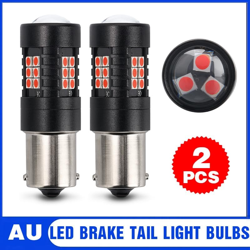 AIMALL 2PCS BAY15D 1157 Red LED Brake Tail Stop Light Bulbs 3030 21 Leds Error-Free 45Mm image number 2