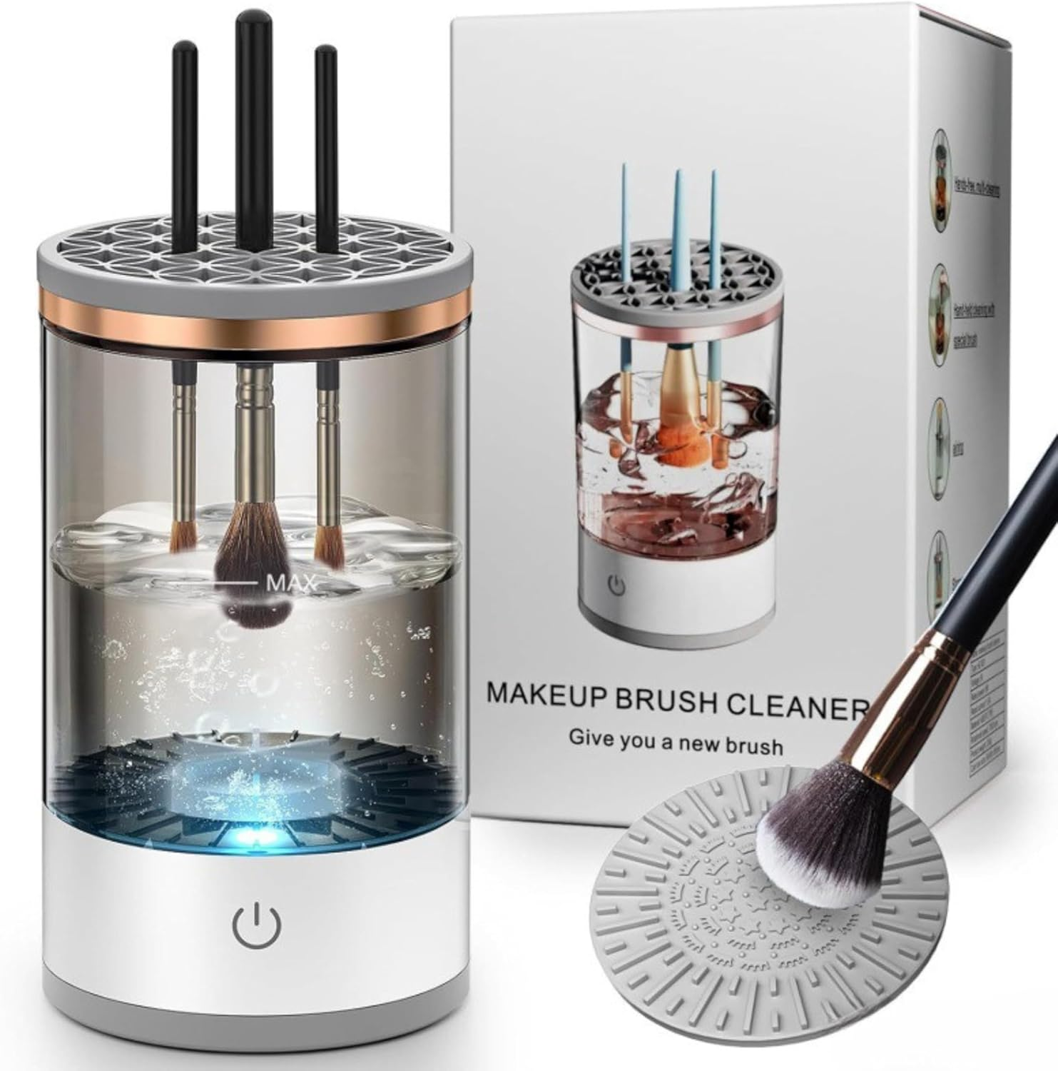 Automatic Makeup Brush Cleaner, Portable Compact Design, Deep Cleaning for All Brush Types (Plug In) image number 6