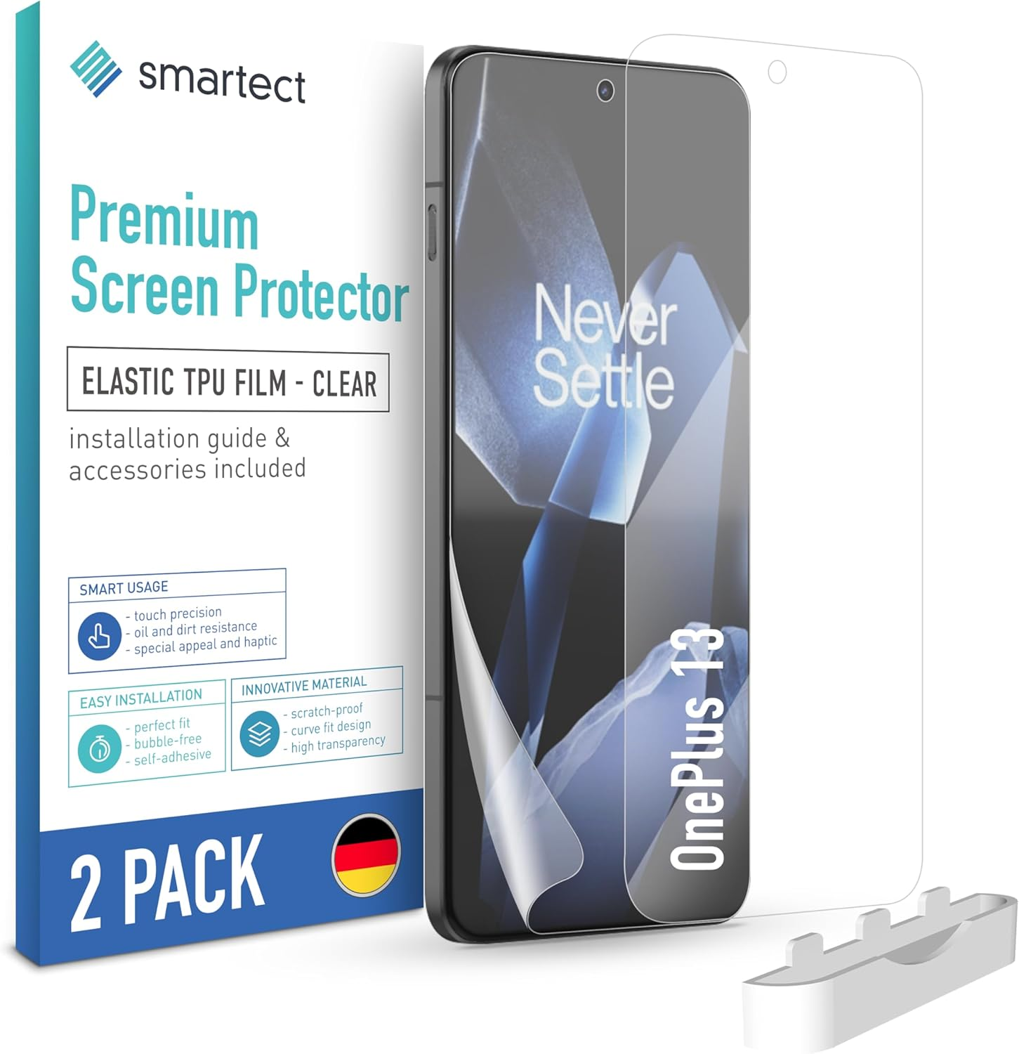Smartect TPU Screen Protector [Pack of 2, Clear] Compatible with Oneplus 13, Covers the Whole Display, Screen Protector, Bubble-Free, Screen Protector anti Fingerprint image number 4