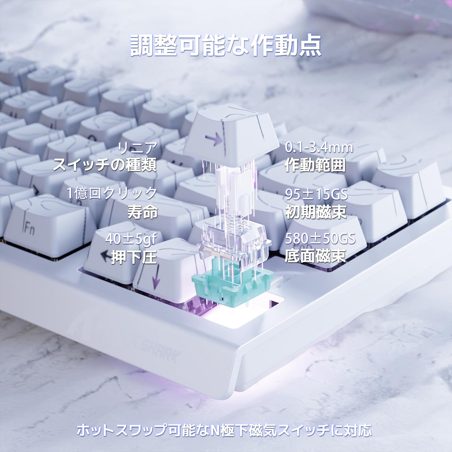 ATTACK SHAKR X68HE Rapid Trigger Gaming Keyboard Rt0.01Mm 8000Hz RGB Wired USB Magnetic Switch 0.125Ms Delay Double PBT Contour 3.0 Key Cap Dead Zone Adjustment Hot Swappable (White) - Contour Black image number 5