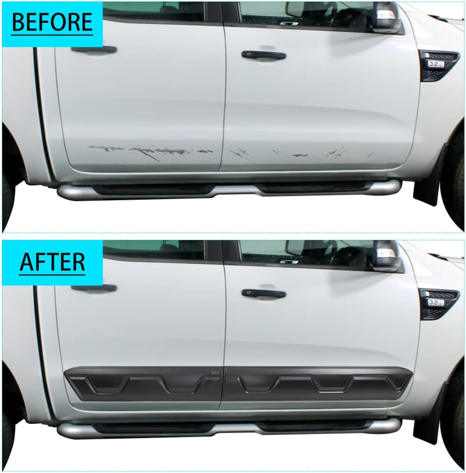 Door Body Cladding Moulding Trim for Ford Ranger 2011-2022 PX1 PX2 PX3 Double Cab Accessories, Car Exterior Side Door Body Molding Guard Protector Kit Trim, Matte Black 4PCS image number 4