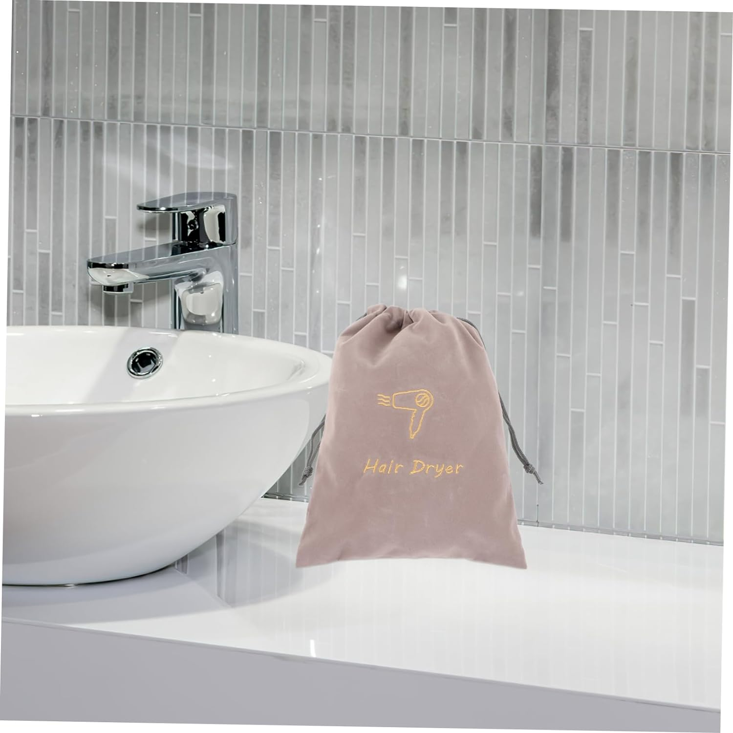 Portable Hair Dryer Drawstring Storage Bag Soft Fabric Pouch with Drawstring Closure for Travel Home Hotel Use Multipurpose Reusable Washable Organizer