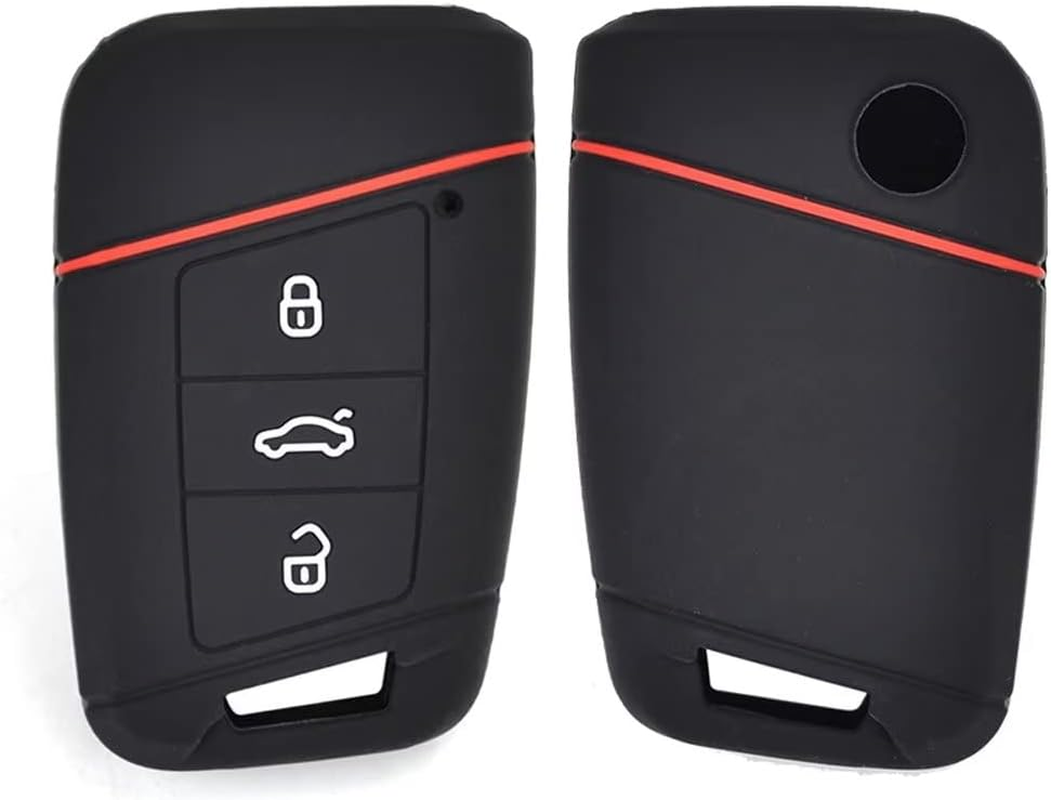 Key Fob Cover Soft Silicone Protective Case Remote Key Accessories Compatible with VW Volkswagen Passat B8 Jetta Skoda Kodiaq Superb A7 image number 6