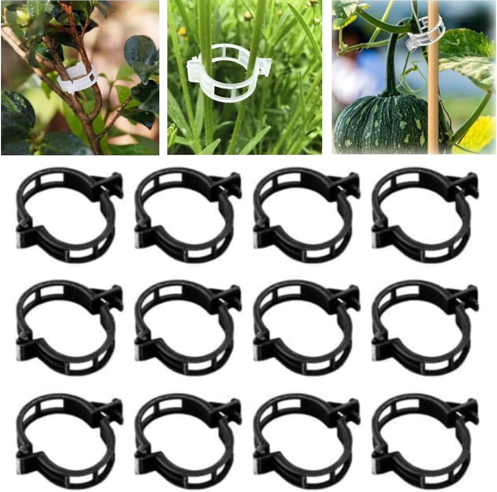 Secured Plastic Plant Clip, Plant Support Clips Reusable Garden Clips, Plastic Trellis Clips Plant Support Clips Tomato Grape Vine Vegetables Plant Fixing Clips (Green - 100Pcs)