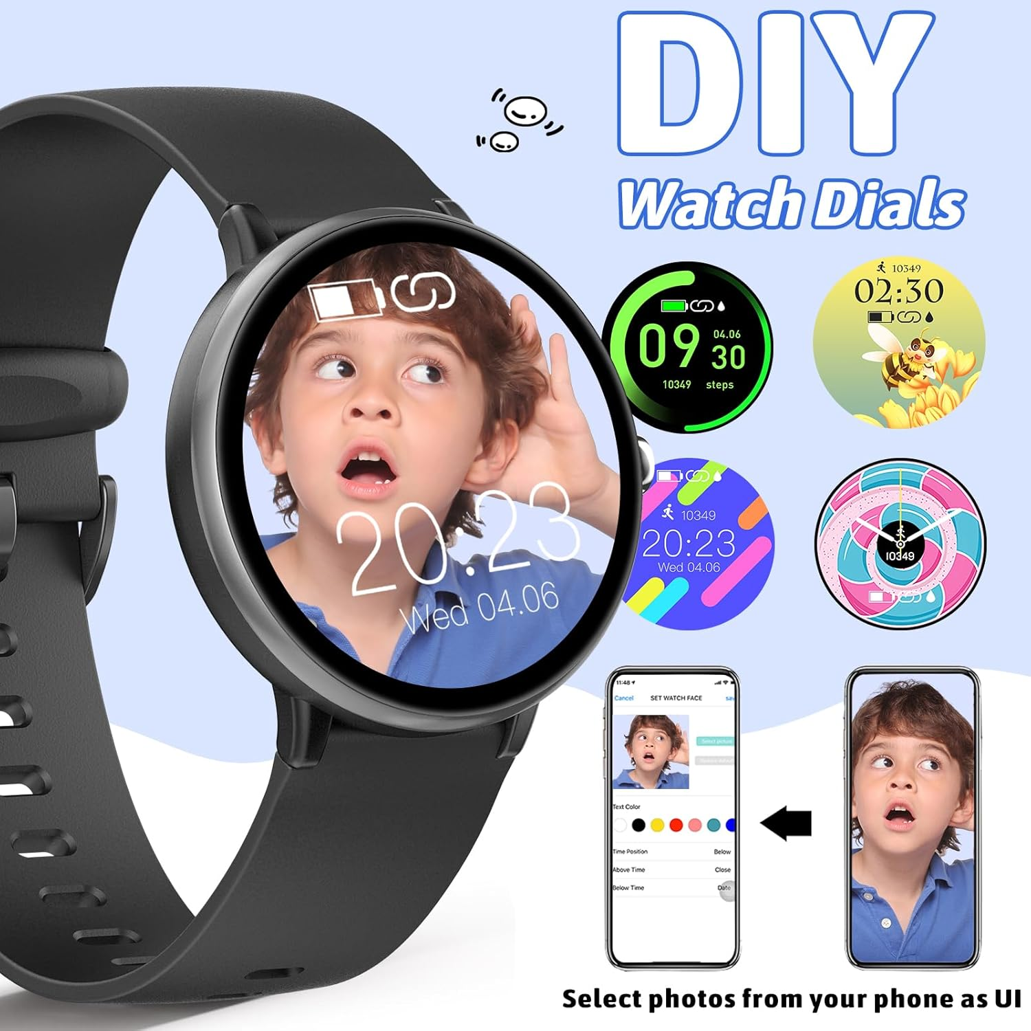 JOYELE Smart Watch for Kids Boy Girl, No Phone Needed Kids Watch Waterproof with 19 Sport Modes, Pedometer, Sleep Monitor, Kids Watch for Girls Boys 6-16 Birthday Gifts Toy Gift (Black) image number 4