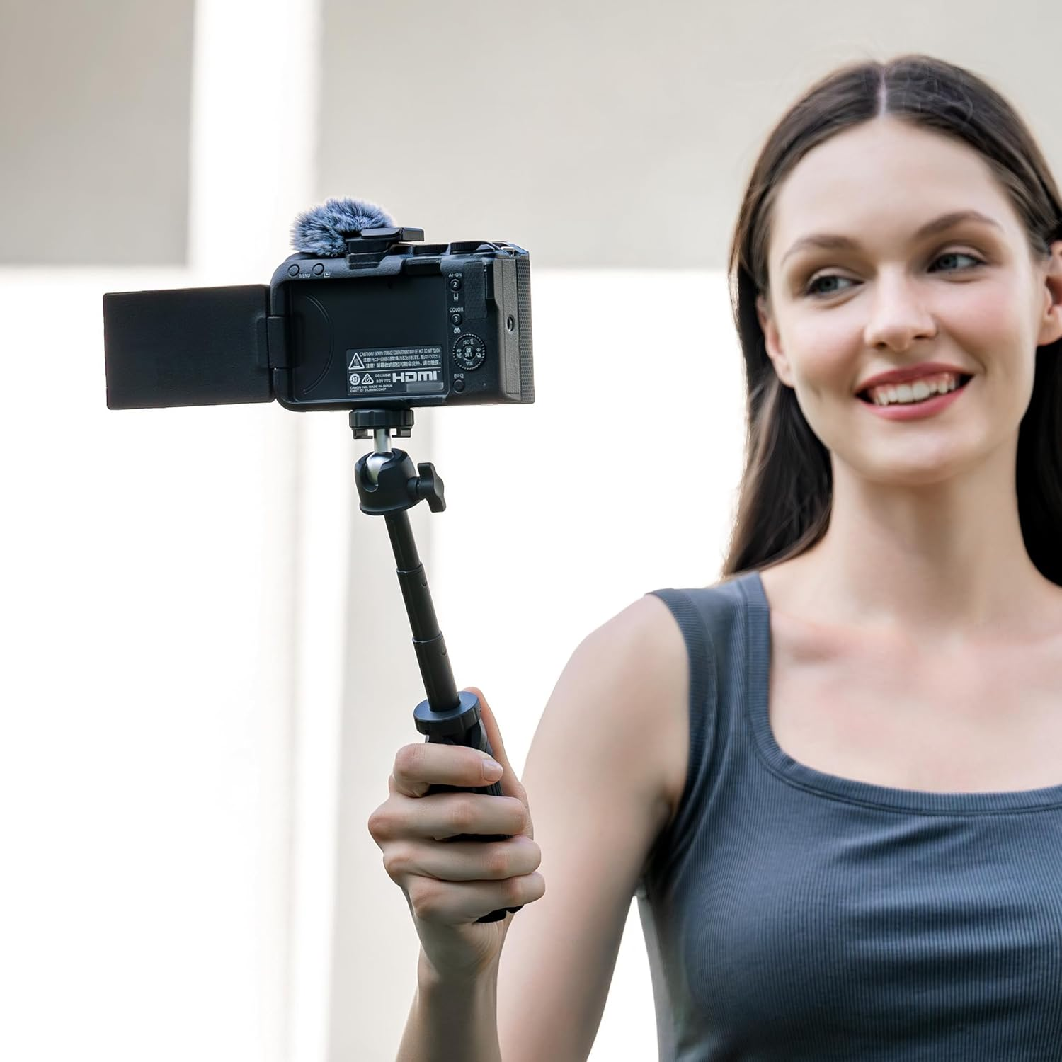 JJC R50V Cold Shoe Wind Muff for Canon EOS R50V R50 V Camera, Cold Shoe Adapter with Furry Windscreen to Reduce Noise, Cold Shoe Mount Holder for Canon R50V Accessories LED Light Microphone Attachment image number 1