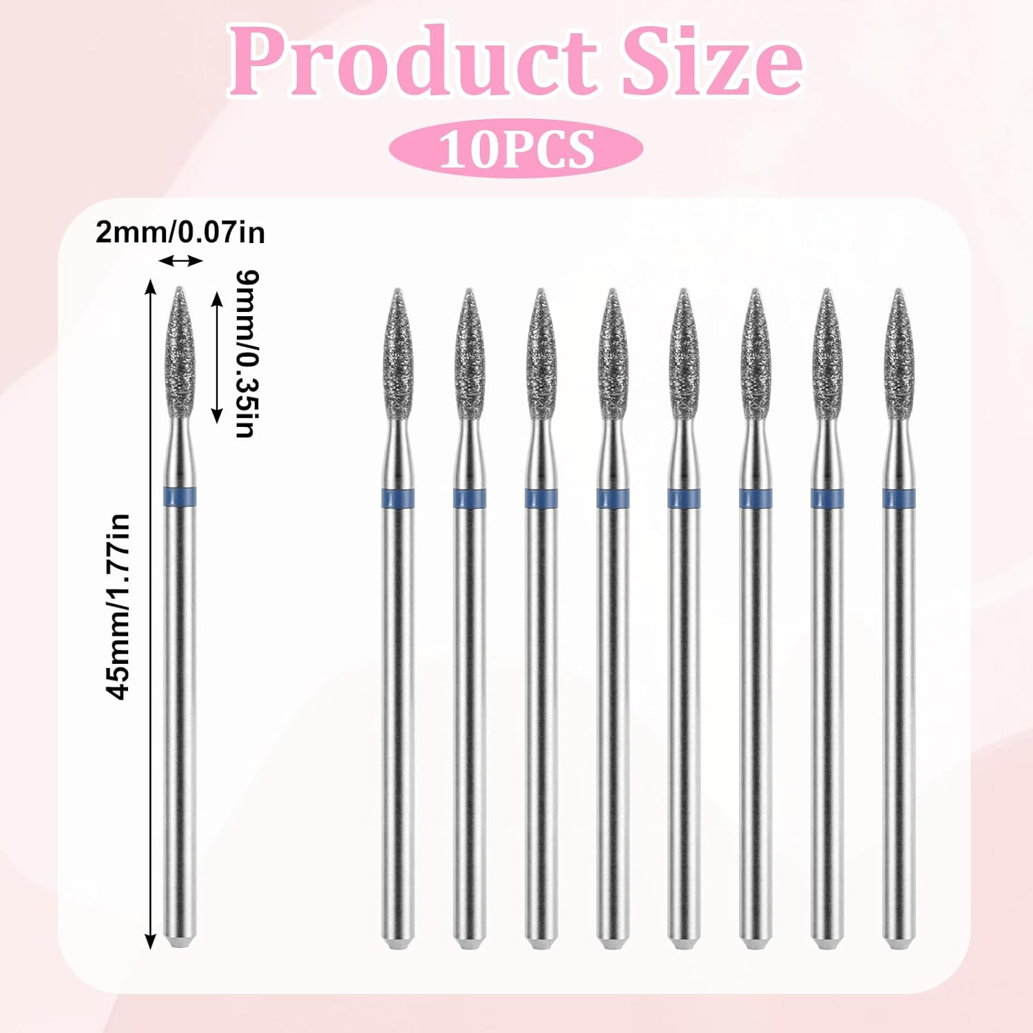 10 Pcs Diamond Flame Cuticle Drill Bits with Case 3/32'' Cuticle Clean Drill Bit Cuticle Nail Drill Bits Electric Nail File Machine Cuticle Bit Manicure Pedicure Polishing Kit for Nail Salon Manicure