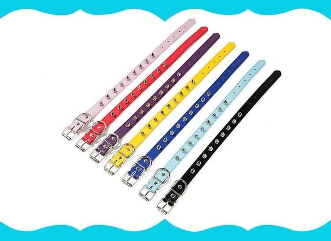 Spiked Dog Collar, Spike Collar for Dogs Punk PU Leather Spiked Cat Collar Adjustable Puppy Collars (Black, M)