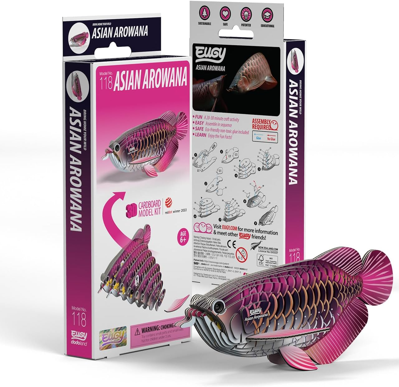 EUGY 118 Asian Arowana 3D Puzzle - 24 Piece Eco-Friendly Educational Toy Puzzle for Boys, Girls & Kids Ages 6+ image number 6