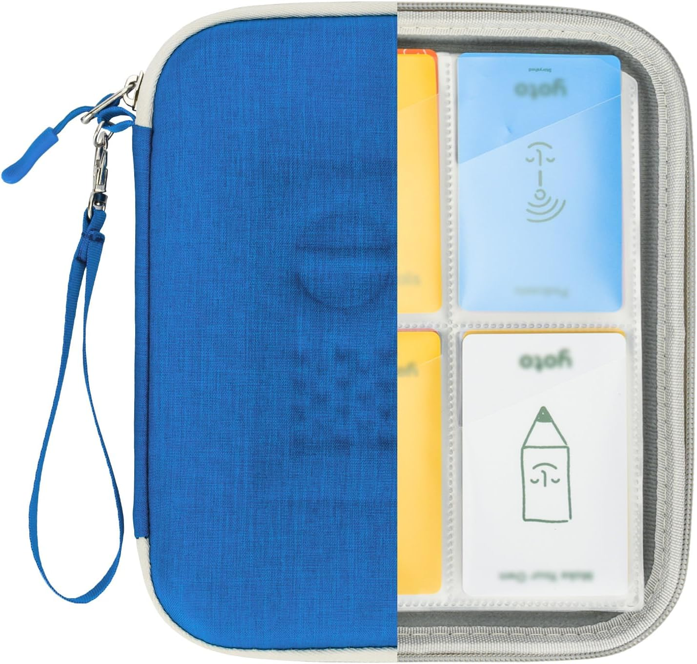 Profezzion Card Case Holder for Yoto Cards, 88 Pockets Card Holder Storage with Zipper & Carry Strap for Yoto Player & Yoto Mini Cards, Card Binder Holder with Sleeves for Travel - Blue