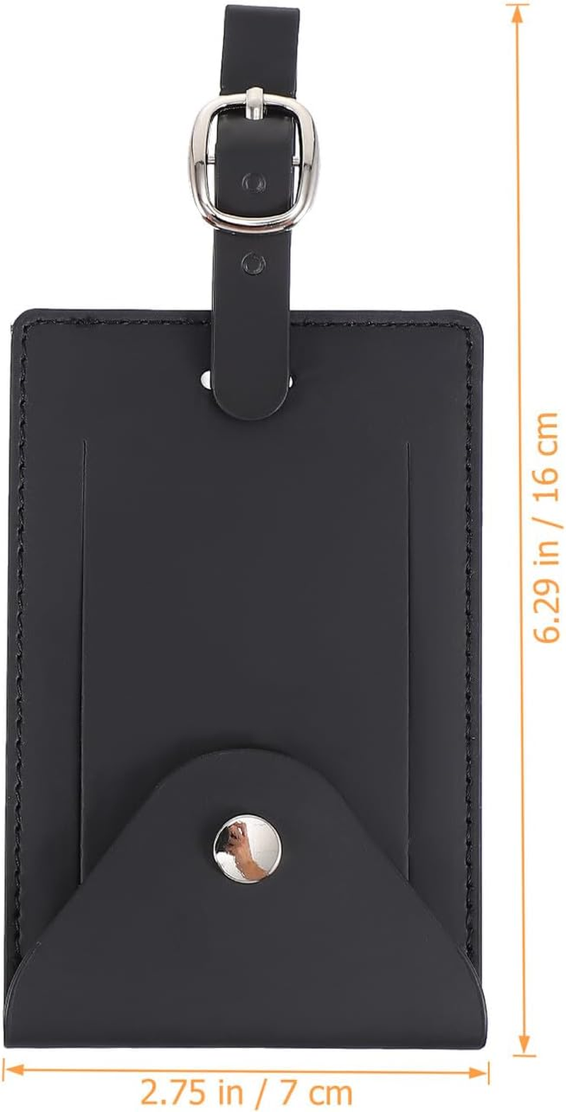 HIAKDOFT 2Pcs Travel Luggage Tags with Pu Leather, Baggage Id Labels for Suitcases, Portable Suitcase Identifiers with Hanging Loop, Black and Orange for Travel Use image number 3