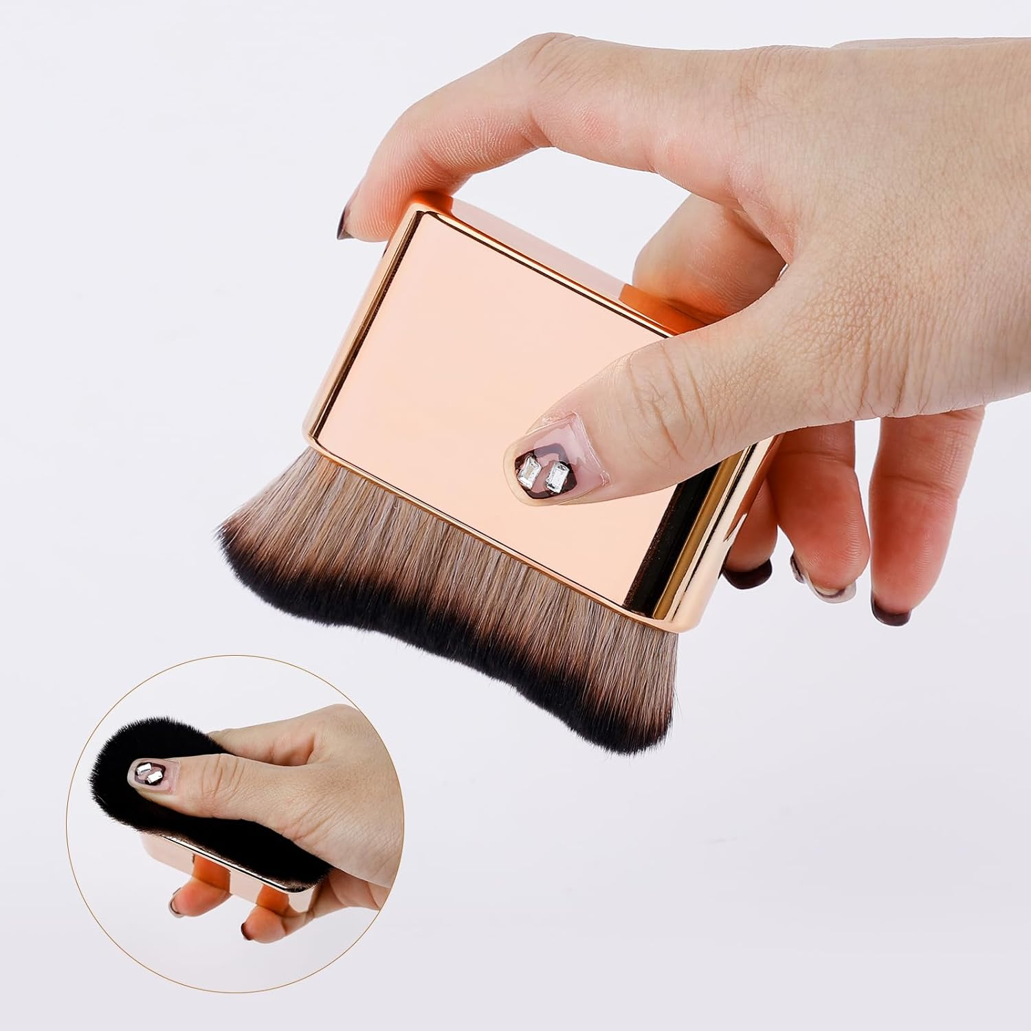 Self Tanning Brush, Soft Self Tanner Brush Applicator Portable Tanning Brush Foundation Body Makeup Brushes for Face and Body (Rose Gold) image number 6