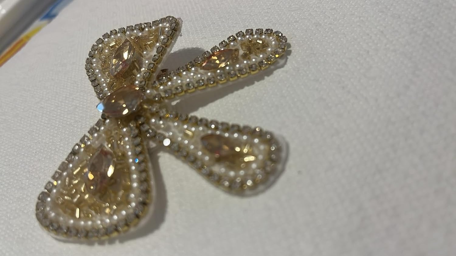 NTY Collections Rhinestone Bow Hair Clips &ndash; Sparkly French Design Barrettes, Crystal Bow-Knot Hair Accessories for Women & Girls, Party, Halloween, and Special Occasion Hairstyles -Pack of 1, Golden image number 5