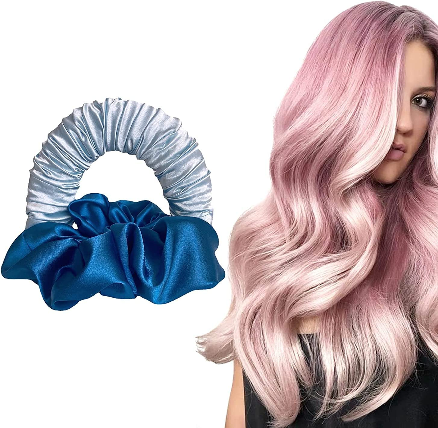 LEIAOLY Ladies Heatless Curling Iron, Headband Heatless Curling Iron for Long Hair Sleep Overnight Silk Curling Iron Heatless Curling Iron Headband, Wave Curling Iron, Soft Foam Curling Iron (Blue) image number 5