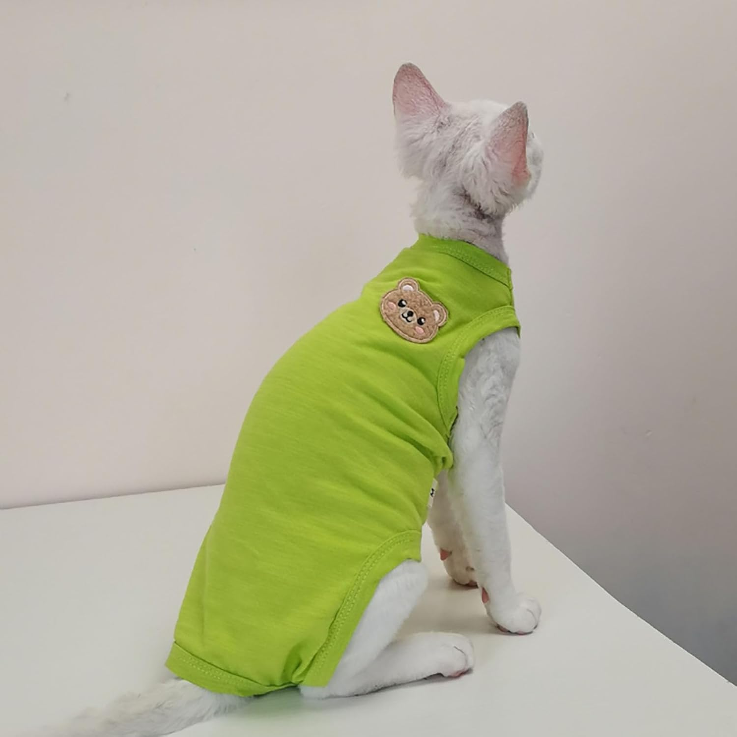IUOUTG Hairless Sphynx Cat Clothes Breathable Four Leg Cotton Cat Pajamas Girl Kitten Pullover Vest Soft Boy Pet Clothes Kitten Shirts Cat Apparel for Cornish Rex Devon