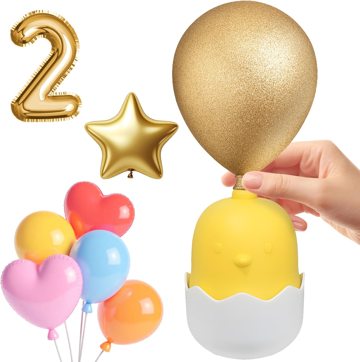 Electric Balloon Pump,Balloon Inflator Cartoon Chick Shape 110-240V,Fast Inflatable for Birthday Party Decorations Balloon,Bobo Ball,Yoga Ball,Magic Ball image number 4