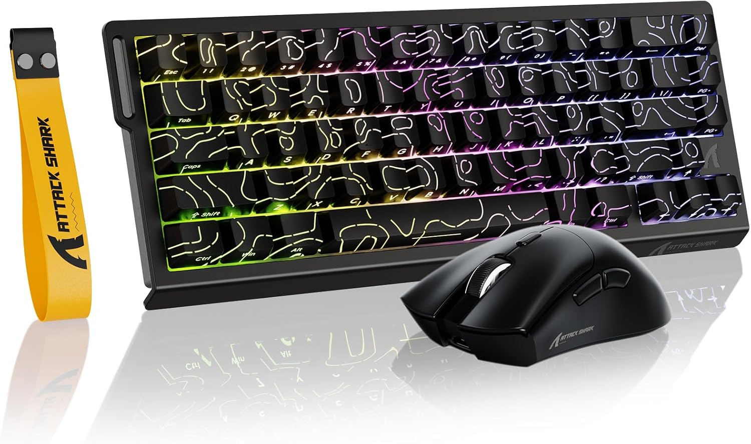 Attack Shark X68 HE Gaming Keyboard & R1 Mouse Combo,8Khz Magnetic Switch Keyboard, 16.8M RGB, Custom Actuation, 55G Ultra-Light Mouse with 18,000 DPI & Tri-Mode Connectivity for Esport Gamer-Black image number 2
