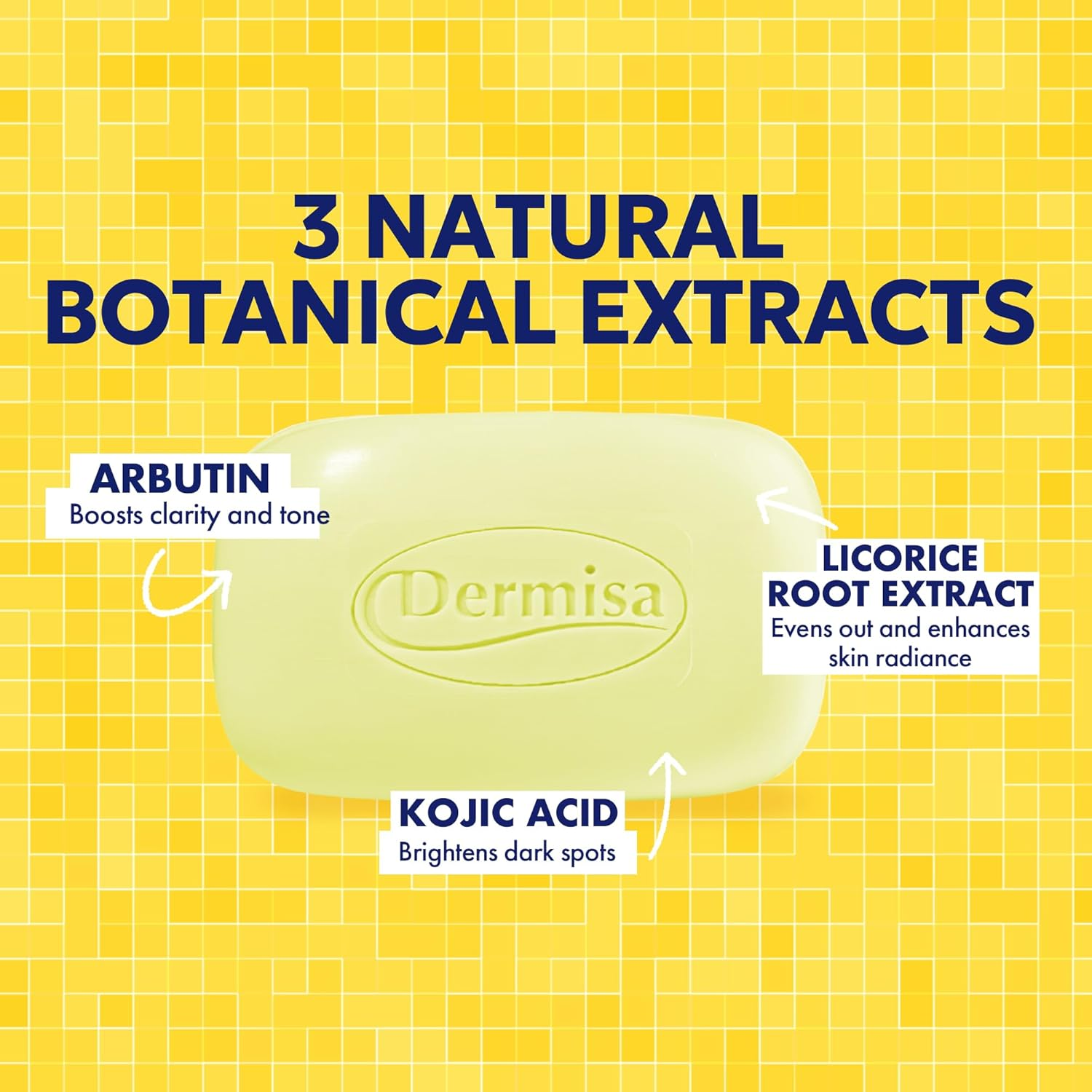 Dermisa Brightening Bar Soap, Natural Botanical Extracts, (3-Pack, Each of 3 Oz) image number 3