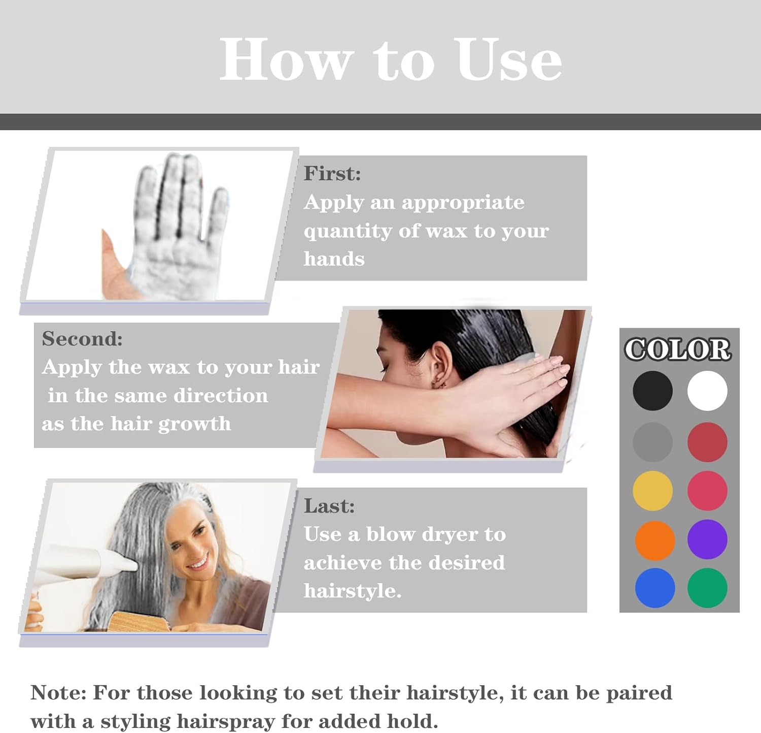 Haiolorpro White Hair Color Wax Temporary Washable, White Hair Dye for Kids, Hair Makeup Paint Wax for Parties or Cosplay, Hair Coloring Products No Messy (White) image number 1