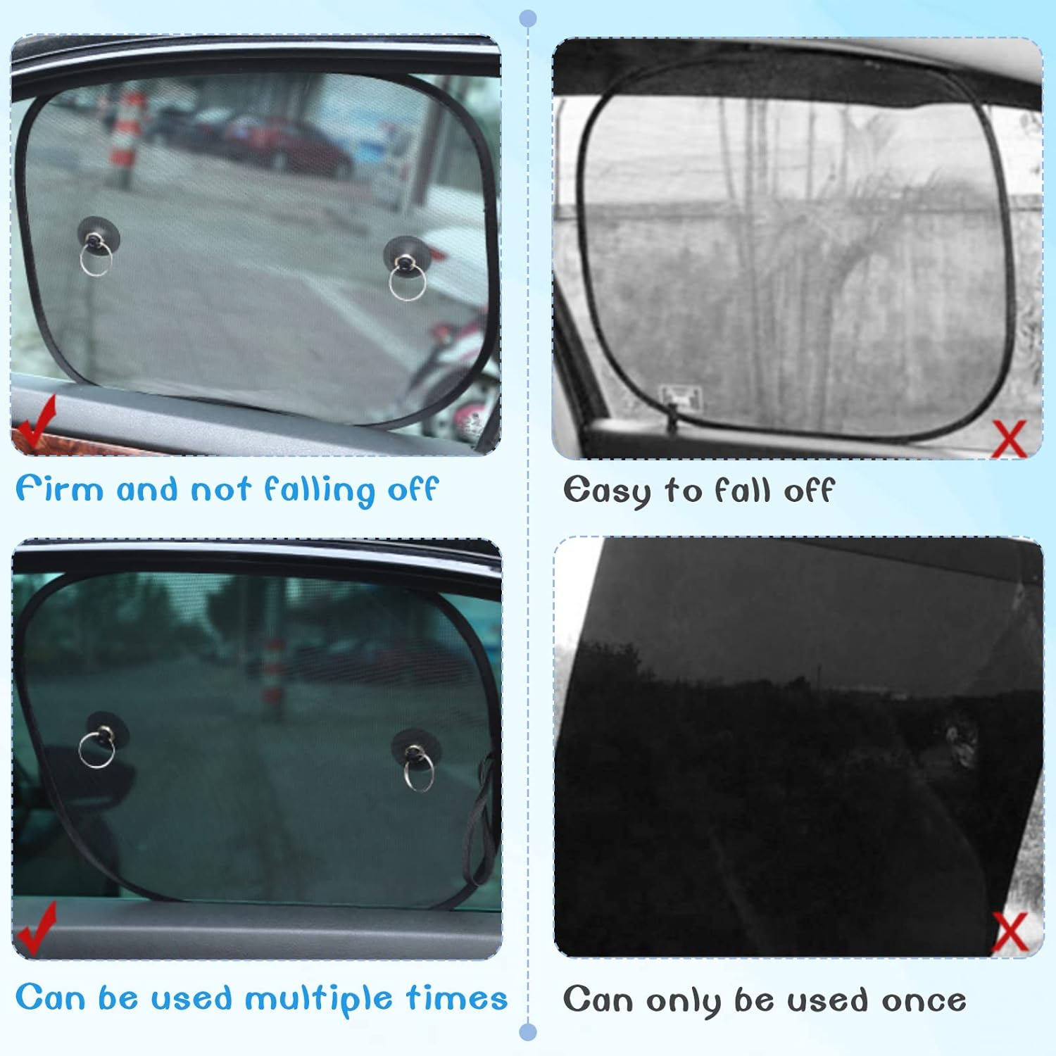 Car Sun Shade for Baby, 2 Pack Car Window Sun Shade Cover with 4 Suction Cups, Universal Baby Window Shade UV Protection Sun Visor for Cars (30 * 50Cm)