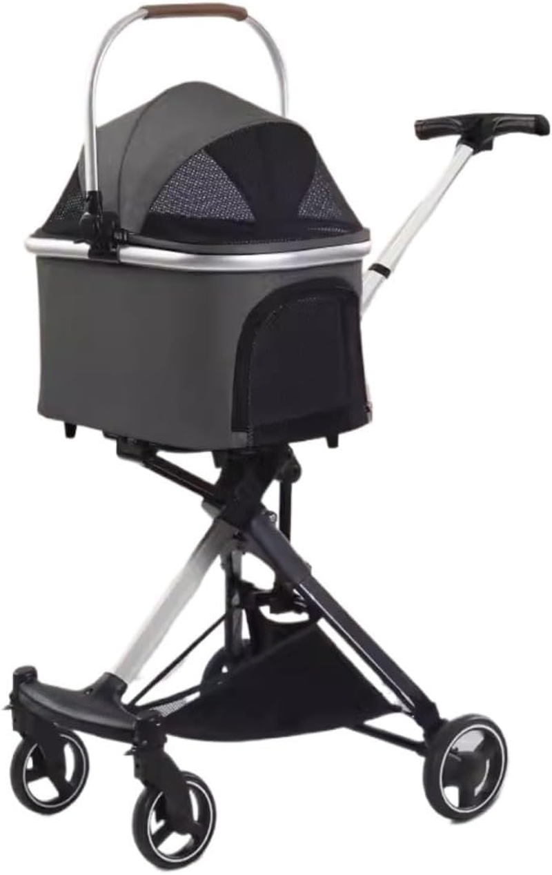 Pet Stroller Dog Stroller Cat Stroller Foldable Pet Stroller 3 in 1 Dog Stroller Pet Carrier Strolling Cart with Storage Basket for Cats and Dogs Dog Pram Dog Cat(Color:Light Gray)