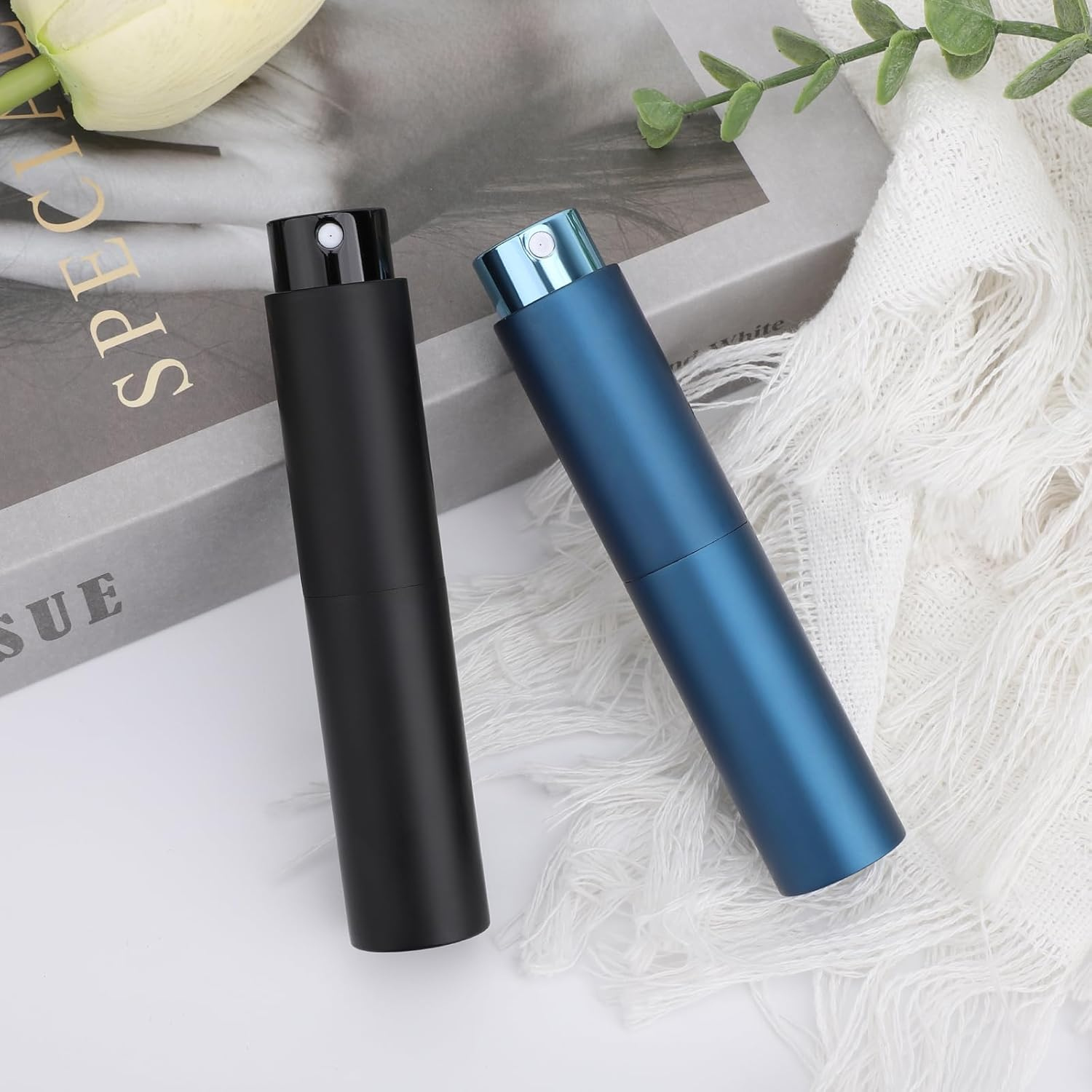 Segbeauty Travel Perfume Refillable Bottle, Perfume Atomiser, 2Pcs 10Ml Scent Perfume Dispenser, Portable Perfume Spray Bottle, Perfume Container Leakproof for Party, Date (Black, Blue) image number 6