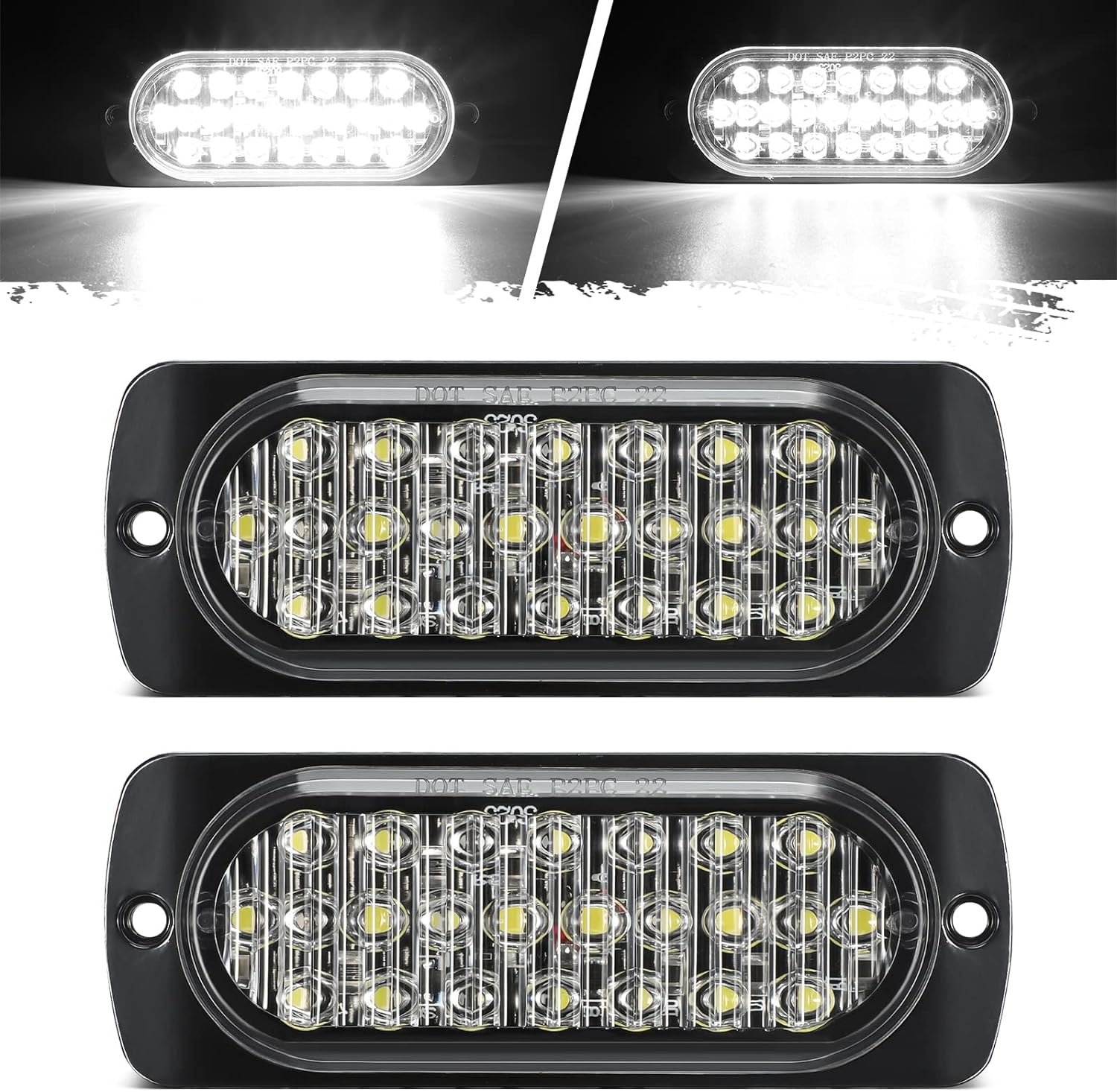 Partsam 2Pcs 4.4" White 24 LED Trailer Side Marker Clearance Lights, Aluminum Housing Surface Mount Reverse/Backup/Running Lights for Motorcycle Trailer Truck Tractor RV, IP67 Waterproof image number 5