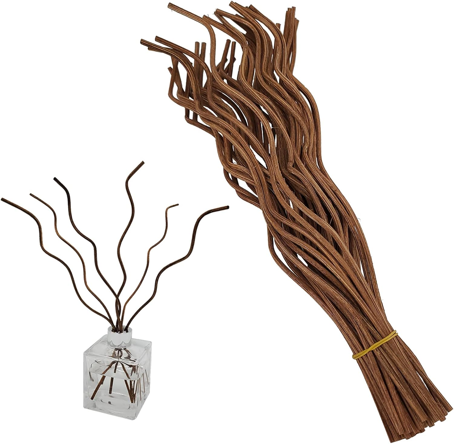 11-Inch Brown Wavy Natural Rattan Reed Diffuser Sticks 50PCS Fragrance Aromatherapy Volatile Replacement Refill(50Pcs Brown) image number 1