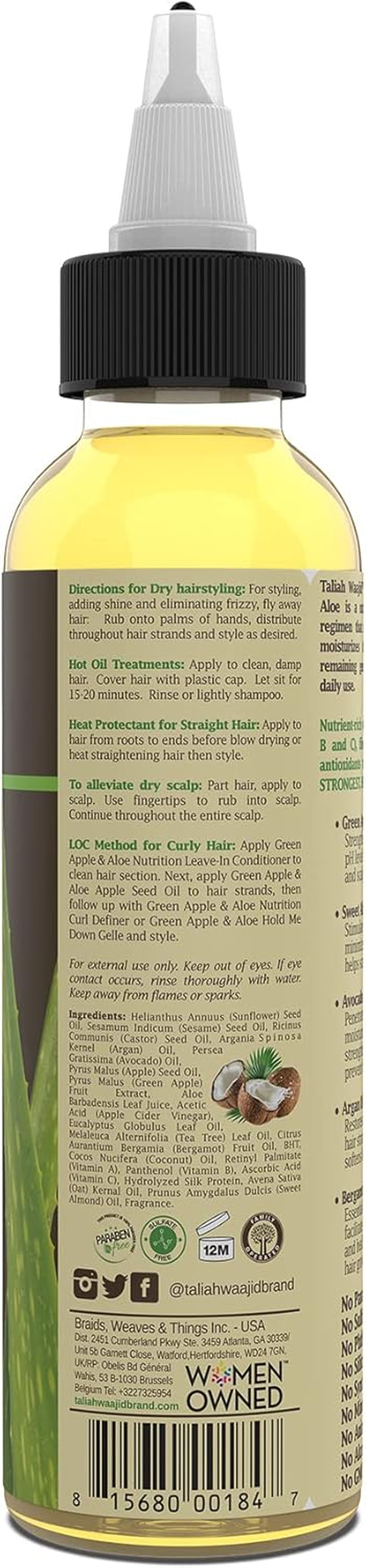 Aliah Waajid Green Apple & Aloe Nutrition Apple Seed Oil 4Oz image number 3