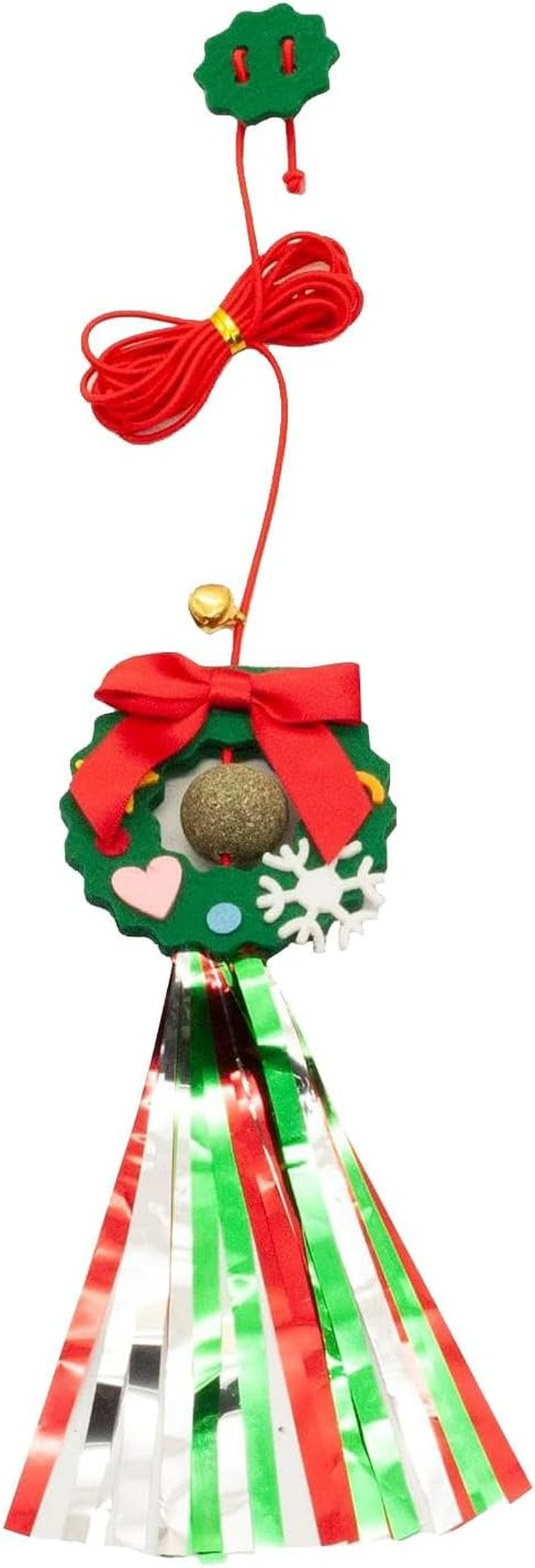 Christmas Cat Toys for Indoor Cats | Christmas Interactive String Feather Cat Toys | 2M Elastic Rope Hang Door Retractable Cat Toy for Indoor Cats Kitten image number 2