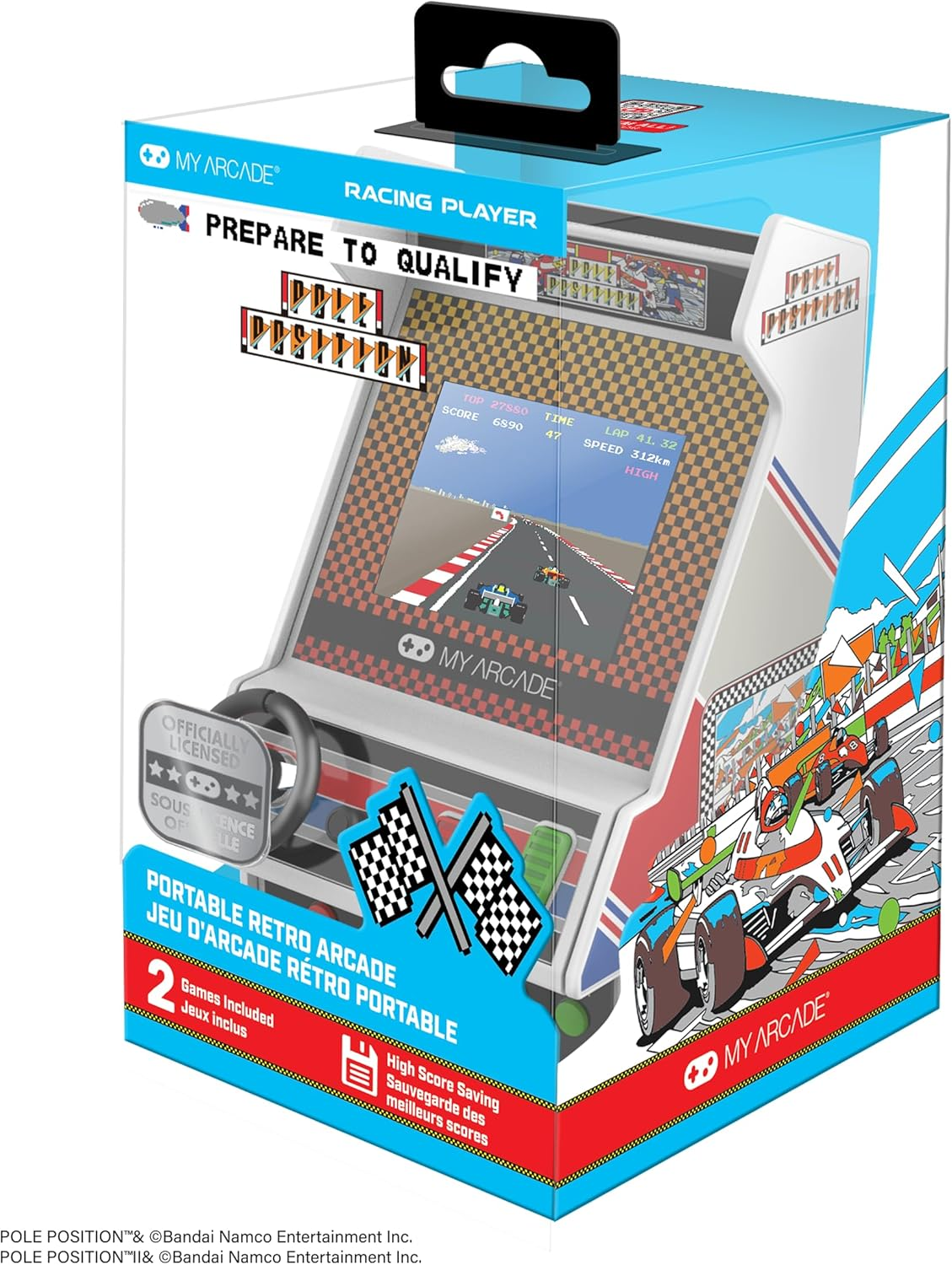 Myarcade DGUNL-7022 Racing Player Pole Position Portable Retro Arcade image number 2