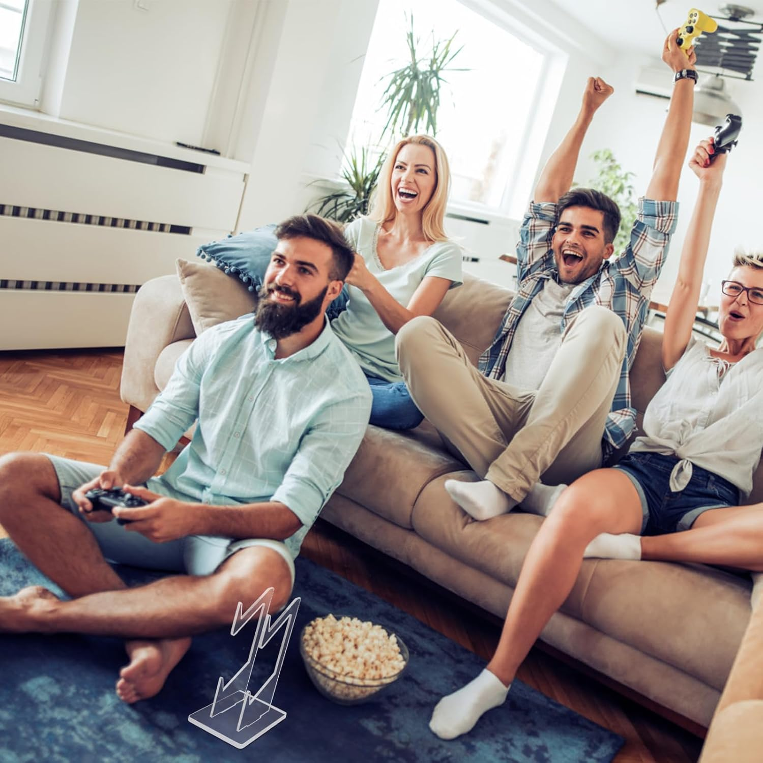 Transparent Acrylic Game Controller Stand Holder, Double-Layered Gaming Controller Holder Stand, Universal Dual Gamepad Controller Holder Accessories, Headphones Headset Stand for Desk Table