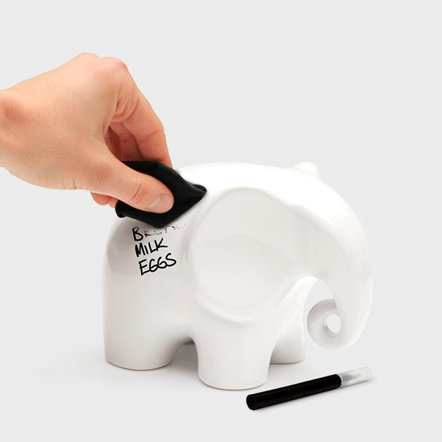 Luckies of London White Board Elephant | Eric the Memo Pad & Dry Erase Board | Office Desk Accessories for Novelty Cubicle Decor | Ceramic Elephant Gifts for Women | Includes Pen Holder & Pen | White image number 4