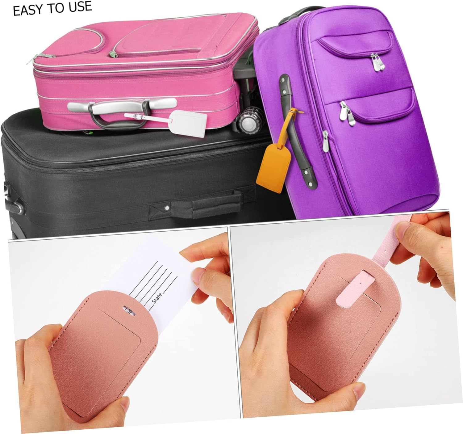 FRCOLOR 8Pcs Leather Luggage Tags Travel Tag Suitcase for Suitcases Flipping Lid Privacy Protection image number 2