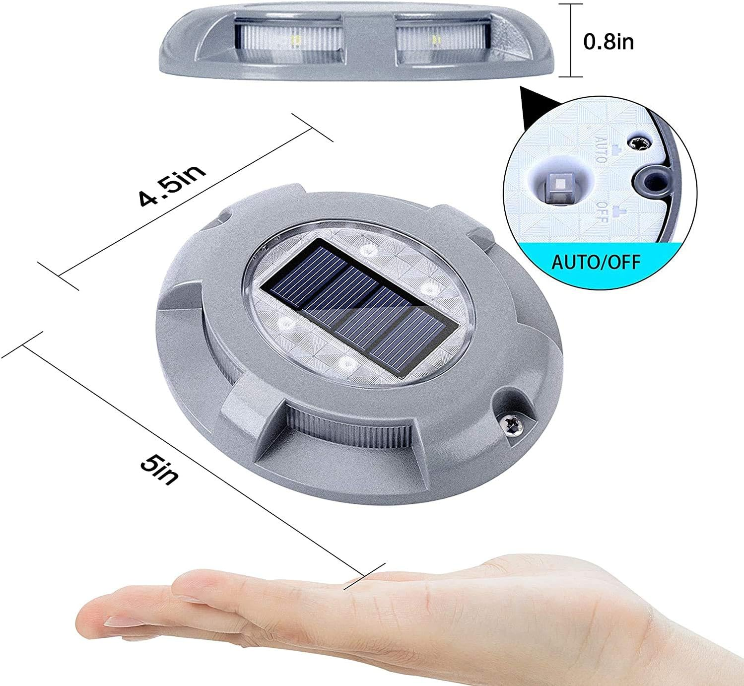 Siedinlar Solar Deck Lights Solar Lights Outdoor Blue LED Light Waterproof Garden Decor for Garden Driveway Pathway (4 Pack) image number 5