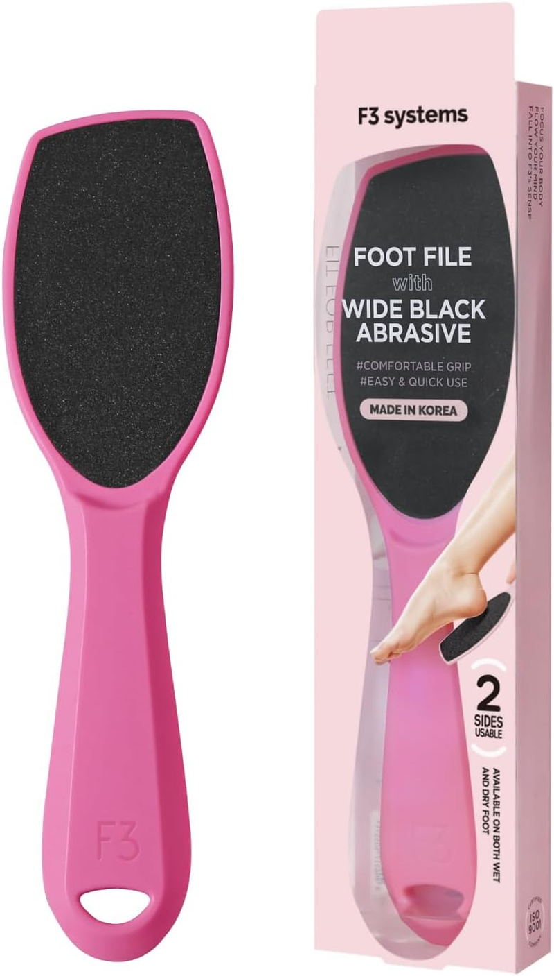 F3 Systems, Wide Emery Foot File(Hot Pink), Double-Sided Pedicure Tool, Colossal Professional Foot File for Men & Women, Effective for Cracked Heel, Callus Remover, Foot Scrubber