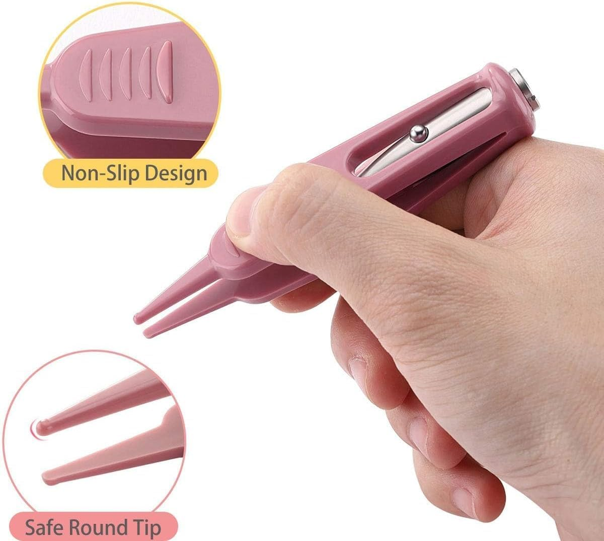 1PCS Infant Nose Cleaning Tweezer with LED Light Round-Head Safe and Effective Clip Care Ear Nose Navel Clean Tool Nipper Plier Pincet Forceps for Relieves Stuffy Nose image number 5