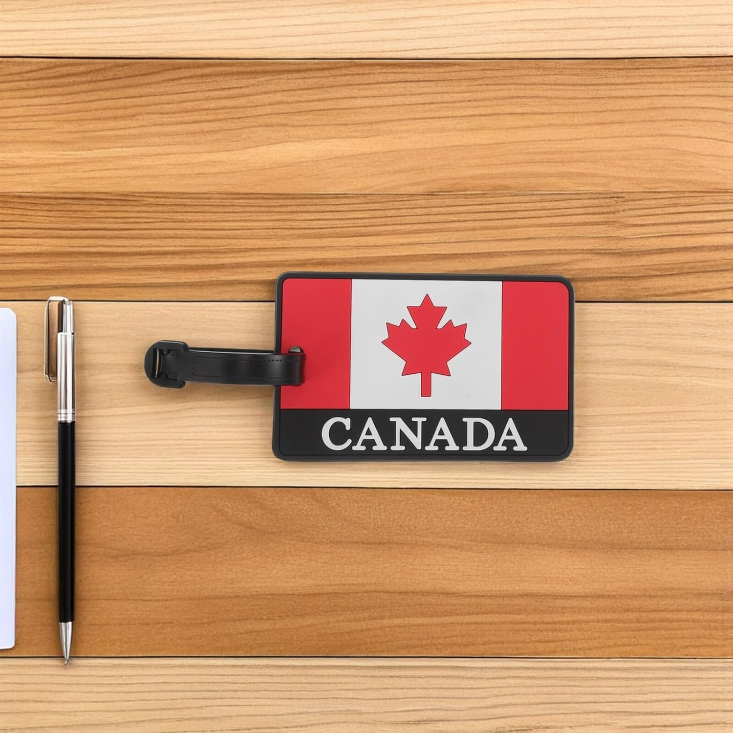 TEHAUX 2Pcs Canada Flag PVC Luggage Tags Attached Strap for Airplane Travel Essentials, Privacy Protection Bag Identification Tags for Suitcase and Backpack