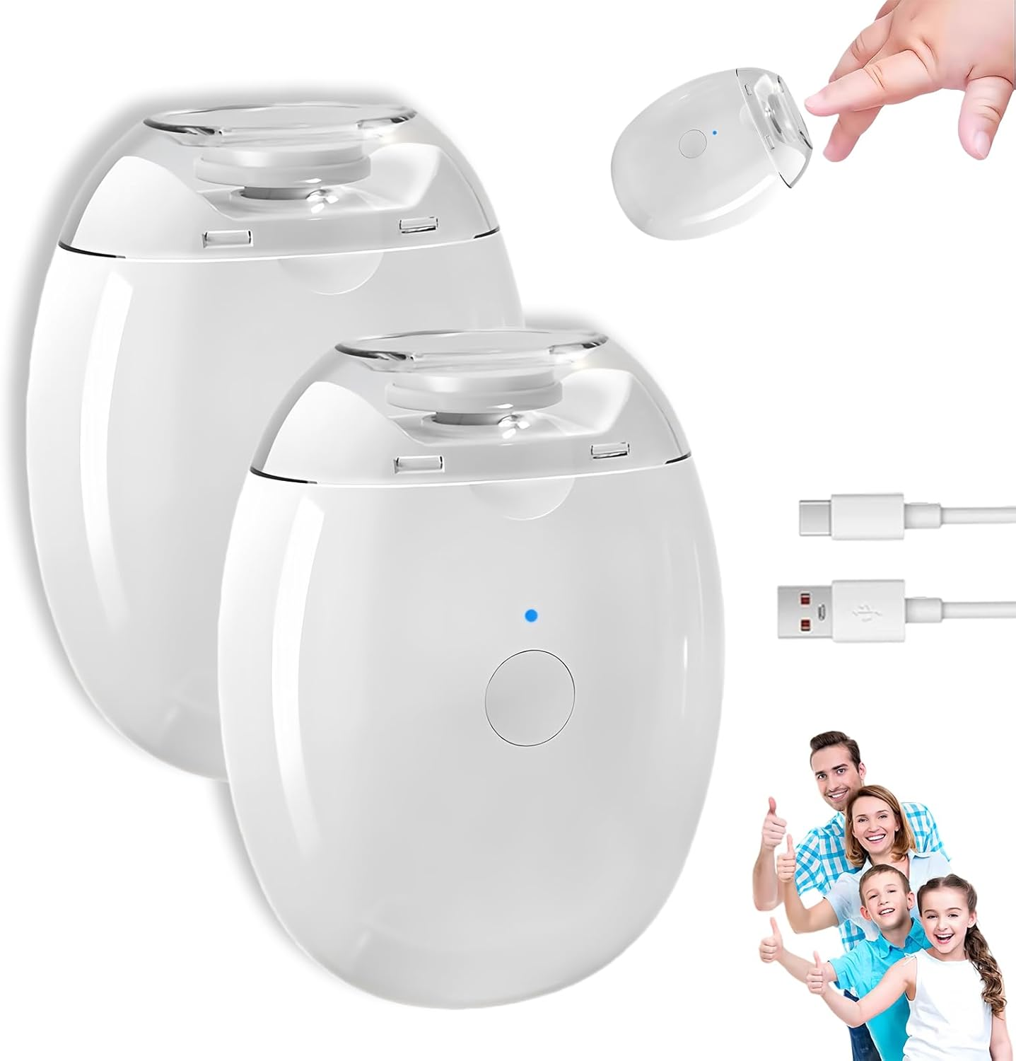 Universal Automatic Fingernail Grinder, Portable 3 in 1 Electric Nail Clippers with LED Light & 3 Speeds, 360&deg; Silent Auto Fingernail Cutter and Polishing Trimmer, for Whole Family (1 PC)