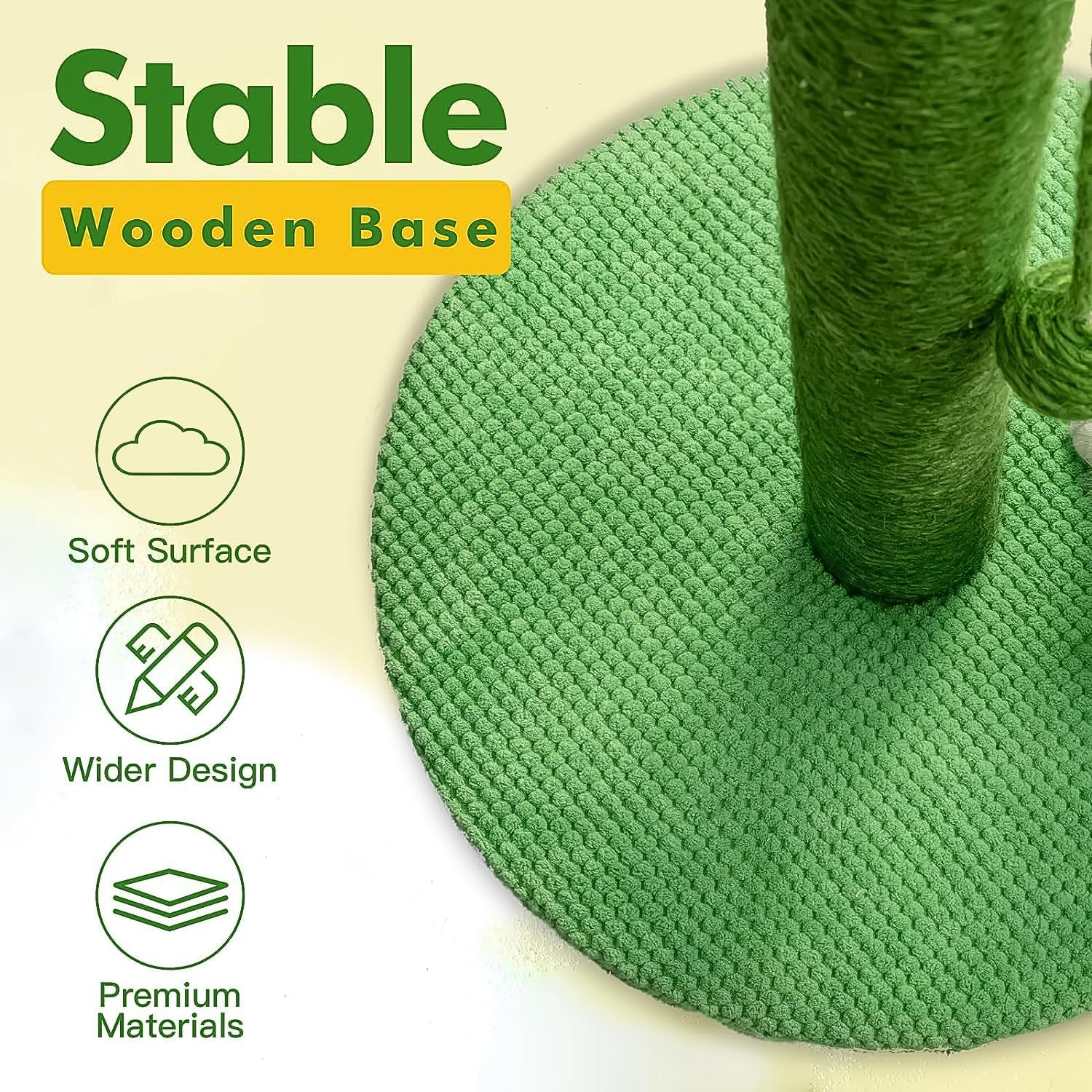 Cat Scratching Post, Trees & Towers, Cat Scratcher Tower, Cactus Cat Scratcher Kitten Scratch Post with Sisal Rope for Indoor Cats Claw Scratcher, Vertical Green Cat Tree with Dangling Ball for Kitties (Large) image number 3