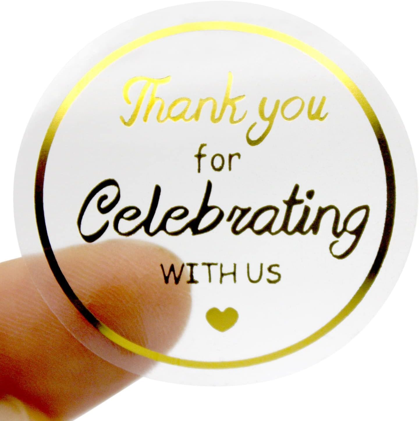 Gold Foil Thank You Stickers - 500 Pcs Waterproof Custom Wedding Stickers, round Labels for Gifts, Clear Decorative Stickers for Parties, High-Quality Peel-Off Sealing Stickers（ 1.5 Inch） - Geiwogwc image number 4