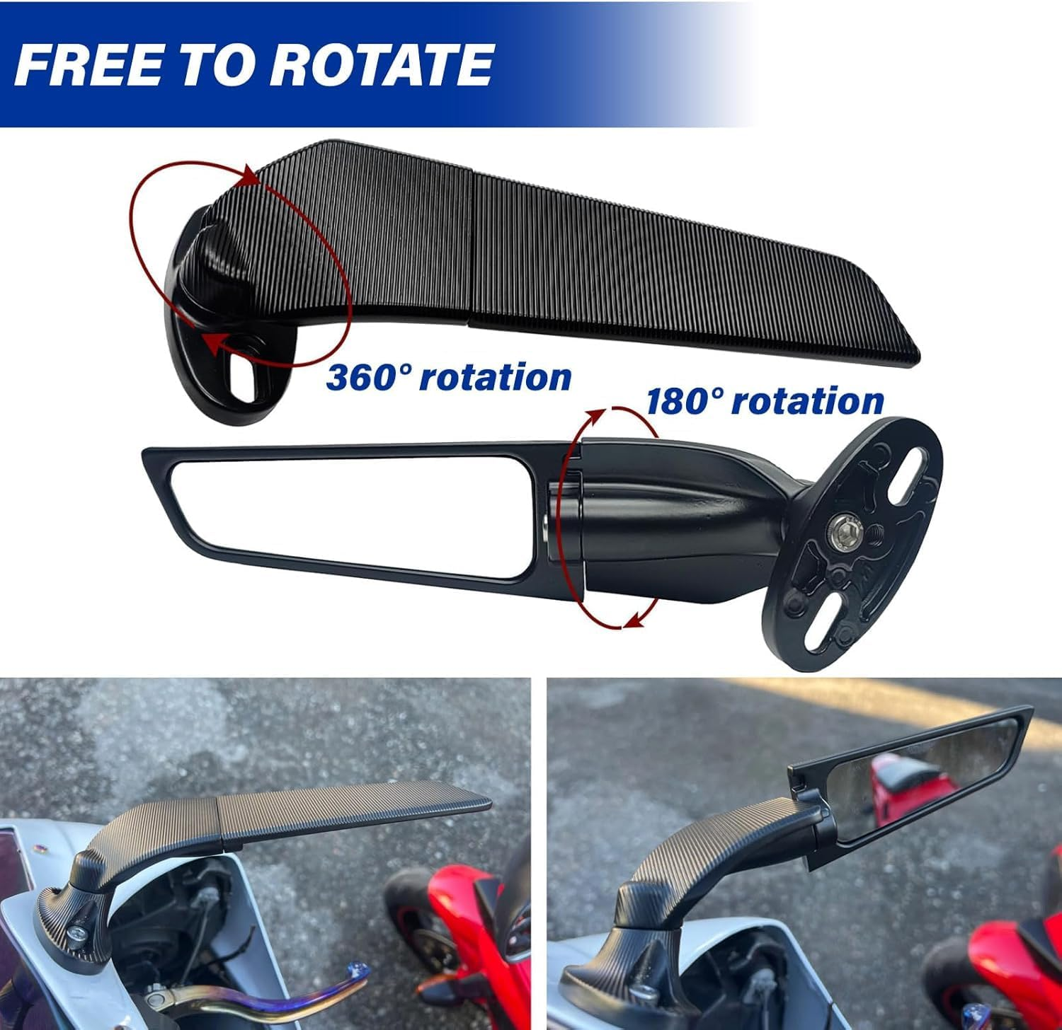 Motorcycle Mirrors, Stealth Motorcycle Wing Mirrors Compatible with Kawasaki Ninja 650 500 Ninja 400 ZX6R ZX10R ZX4RR ZX14R Suzuki GSXR 1000 600 750 Hayabusa GSX1300R image number 4