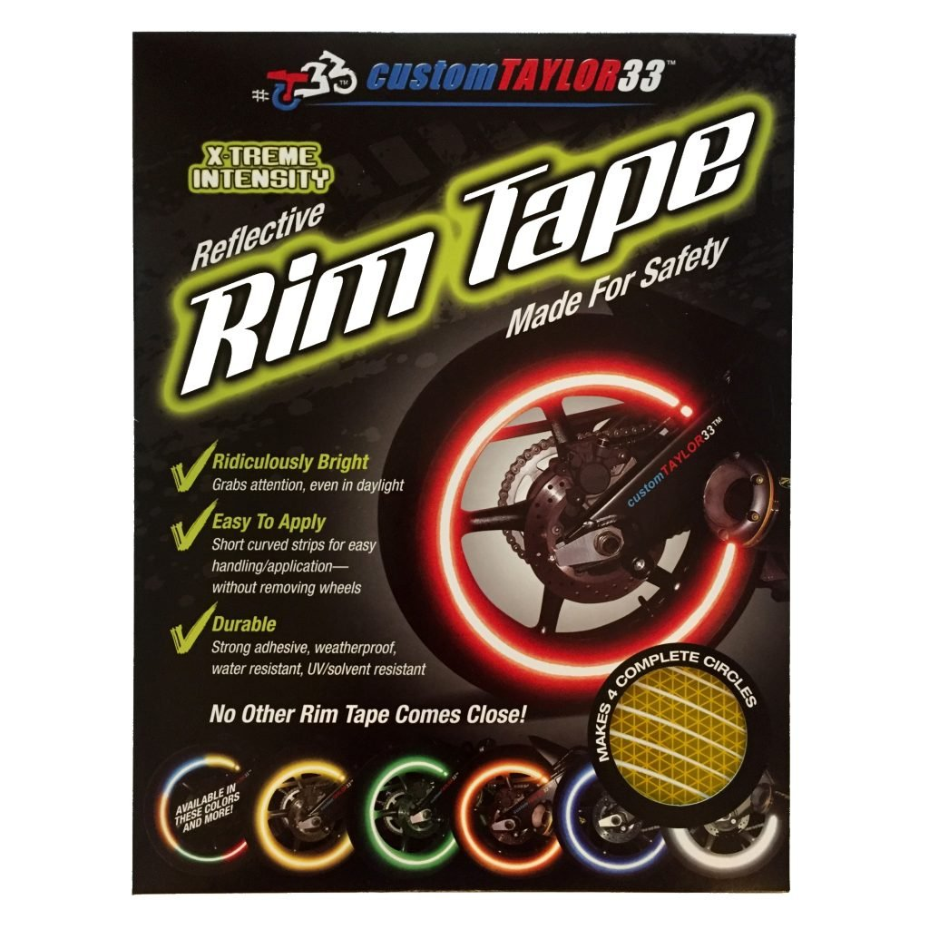Customtaylor33 (All Vehicles) Yellow/Gold High Intensity Grade Reflective Copyrighted Safety Rim Tapes (Must Select Your Rim Size) 17 (Rim Size for Most Sportsbikes) image number 1