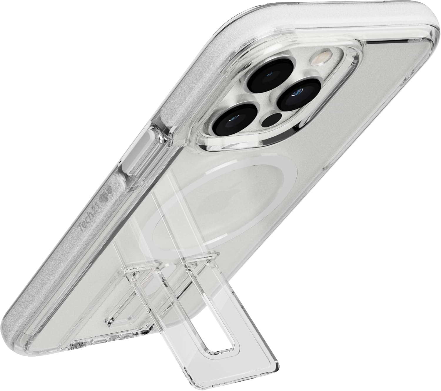 Tech21 Evocrystal Kick Case for Iphone 14 Pro Max - Magsafe Compatible - Impact Protection - Kickstand - White image number 3