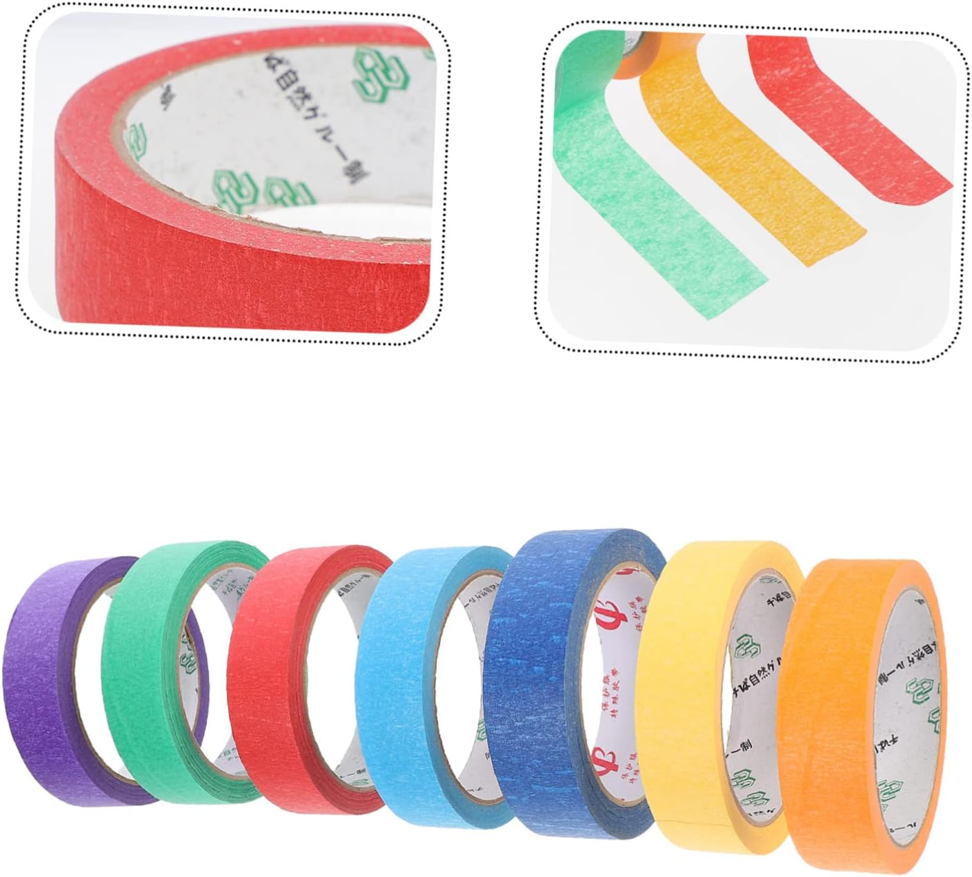 HOMSFOU 7Rolls Sticky Wrinkle Paper Tapes Masking Tape for Repair Bright Colors image number 5