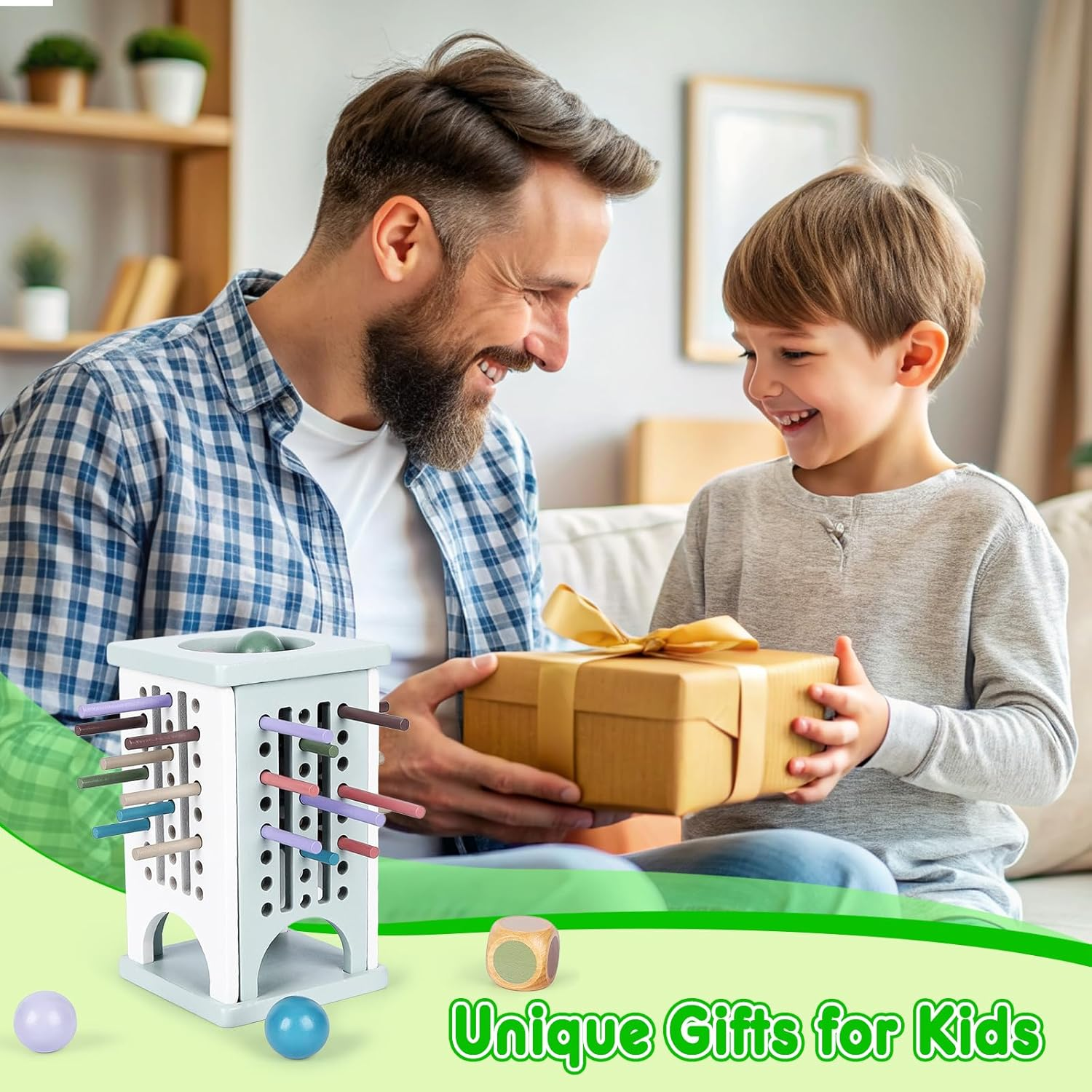 Math Learning Board Game for Kids & Family | Fine Motor Skills Toys with Wooden Sticks, Dice & Colorful Balls | Educational STEM Toy for Boys and Girls Ages 4-8 (Macaron Color)