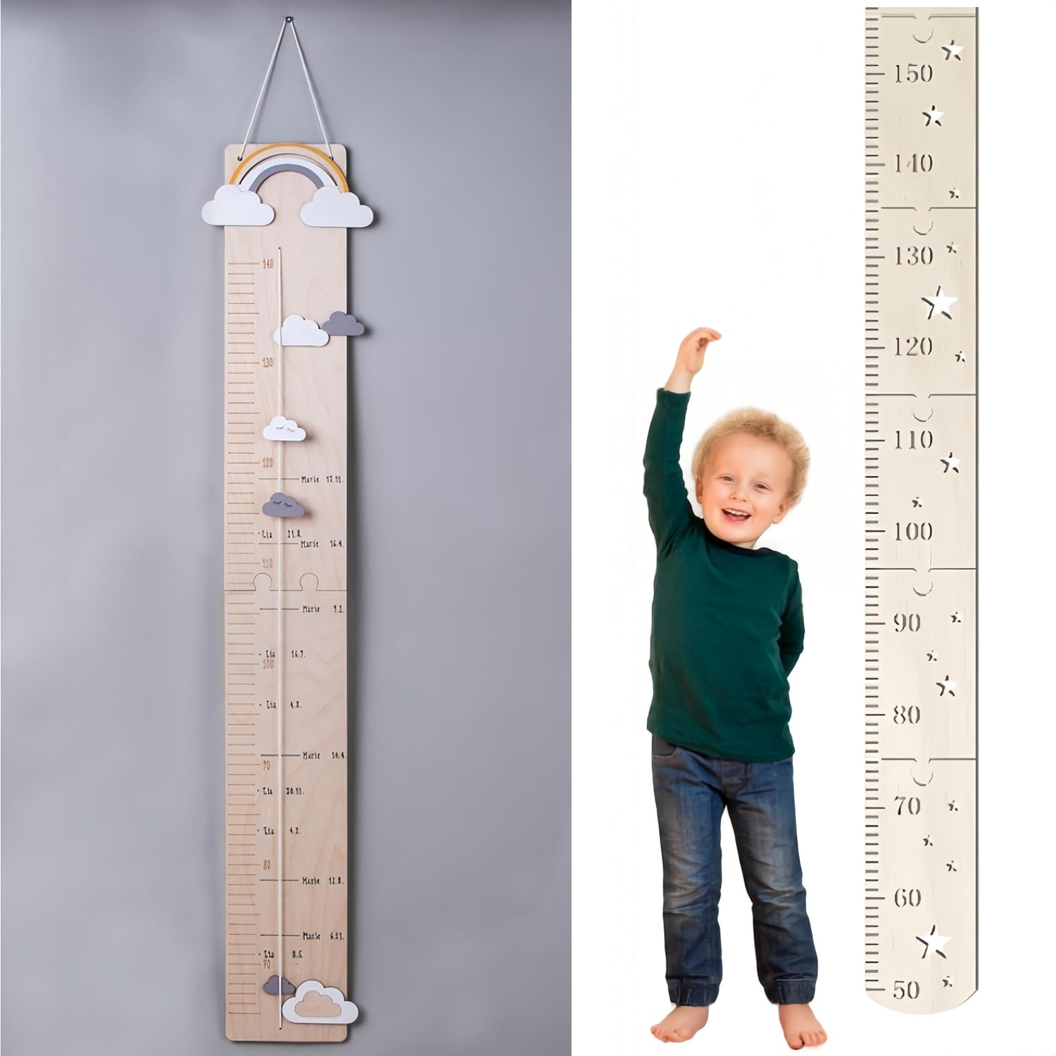 1 Set Height Ruler Wooden Ruler,Height Chart, Wooden Growth Chart for Wall,Perfect Nursery,Room Decor to Measure (210Cm) image number 5