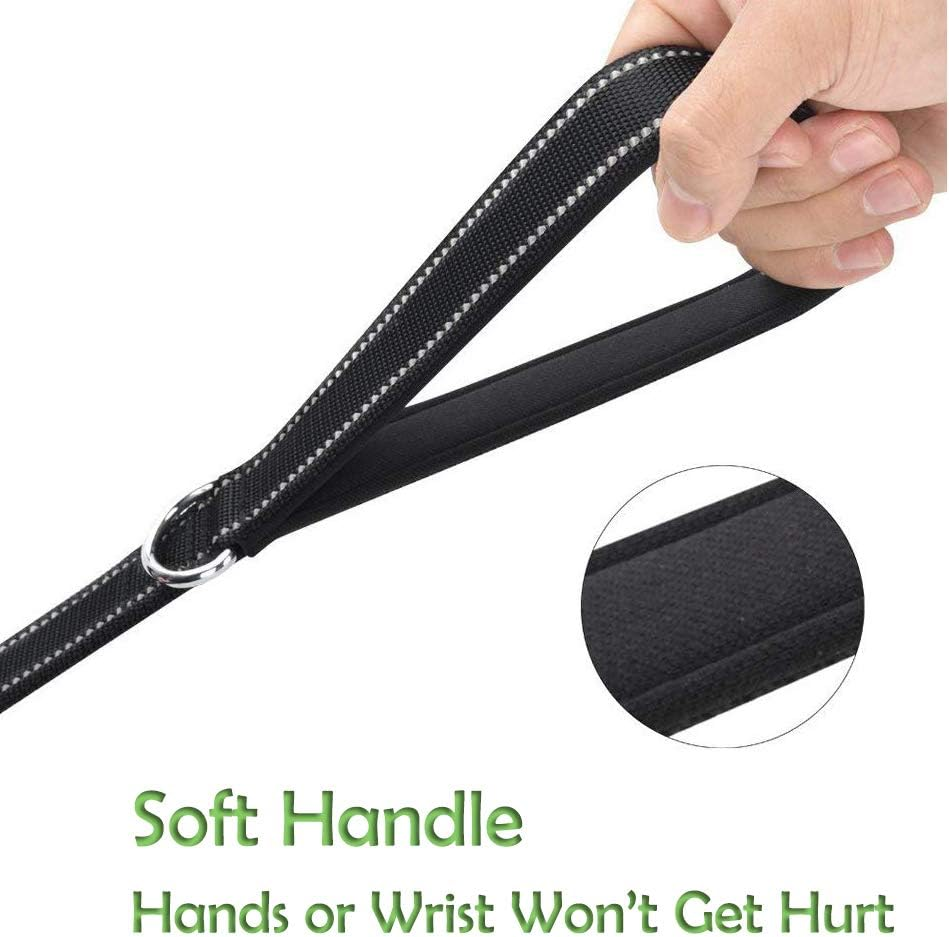Dog Leash for Large Dogs, Traffic Padded 2 Handles for Extra Control, 6 FT Long with Reflective Stitch for Night Walking Black image number 3