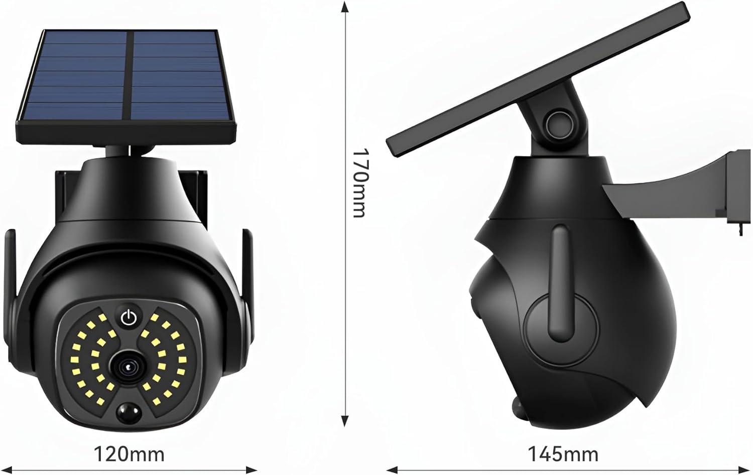 Clearhill Dummy Fake Security Camera and Solar Motion Sensor Lights, 2-In-1 Solar Lights with Remote Control, Realistic Look, Easy to Install, IP66 Waterproof, for Outdoor Porch Yard Garage Garden image number 5